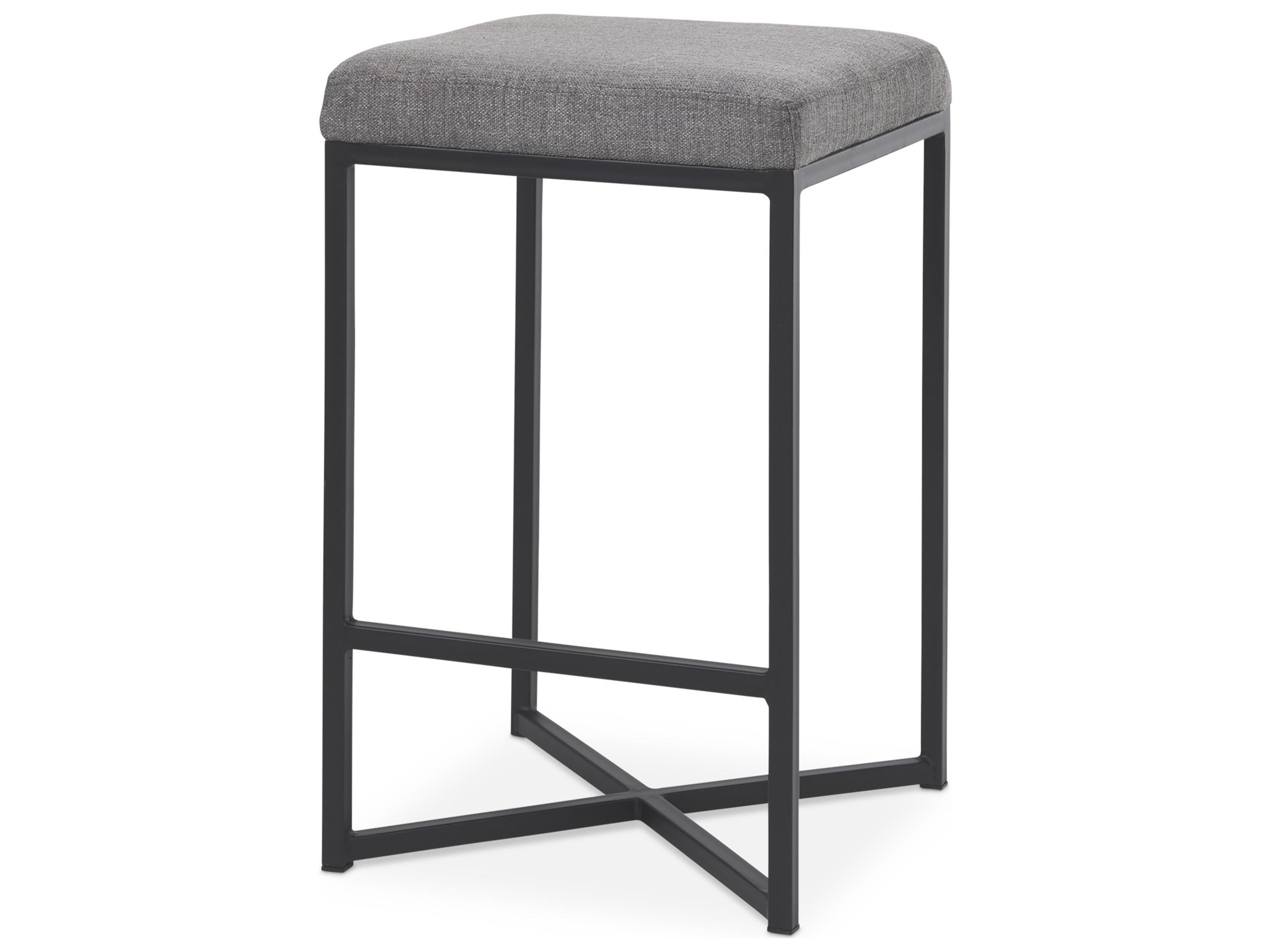Frodo 16.5L x 16.5W x 26.4H Gray Fabric Seat W/Black Iron Frame Counter Stool