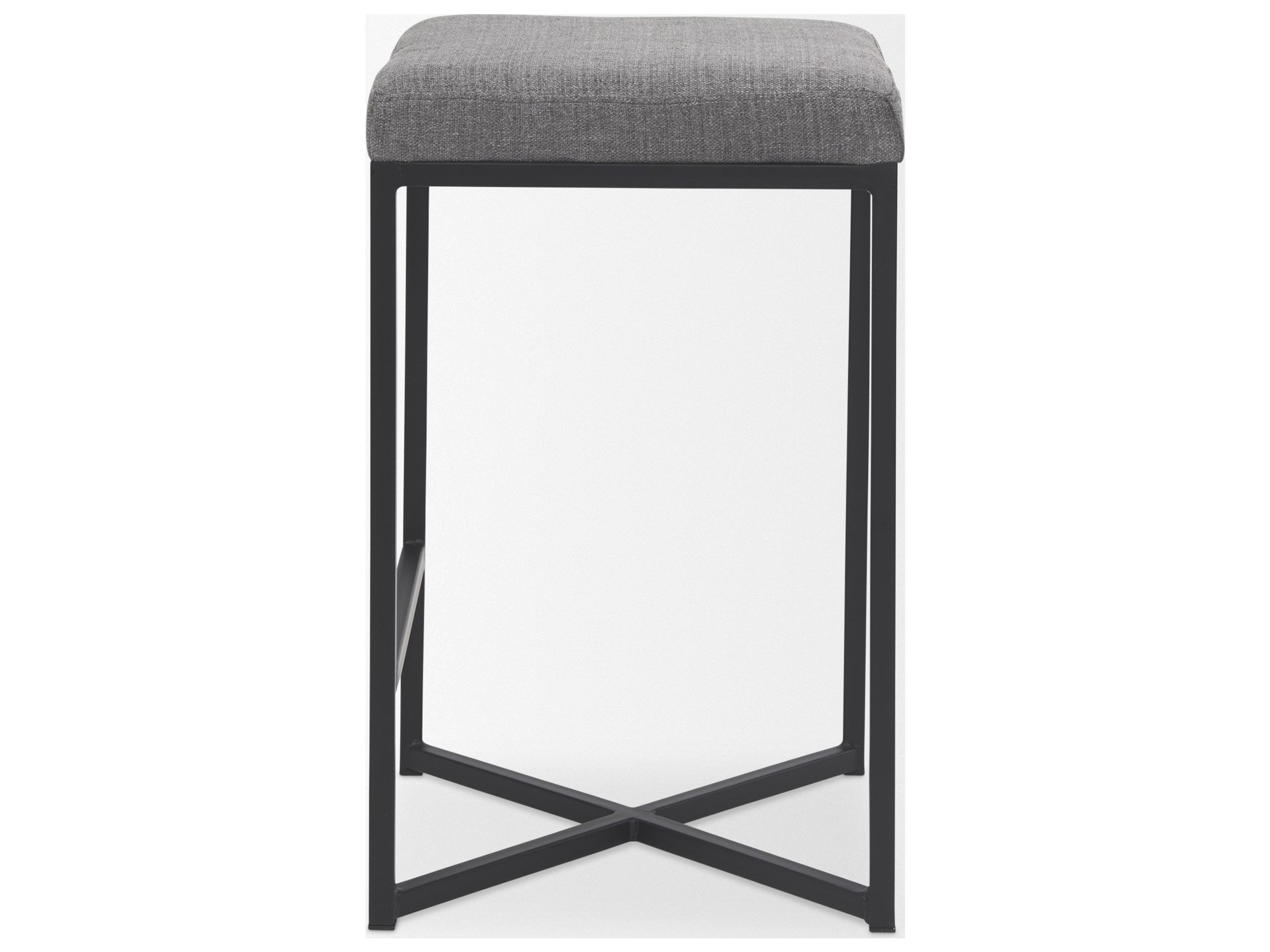 Mercana Frodo 16.5L x 16.5W x 26.4H Gray Fabric Seat W/Black Iron Frame Counter Stool