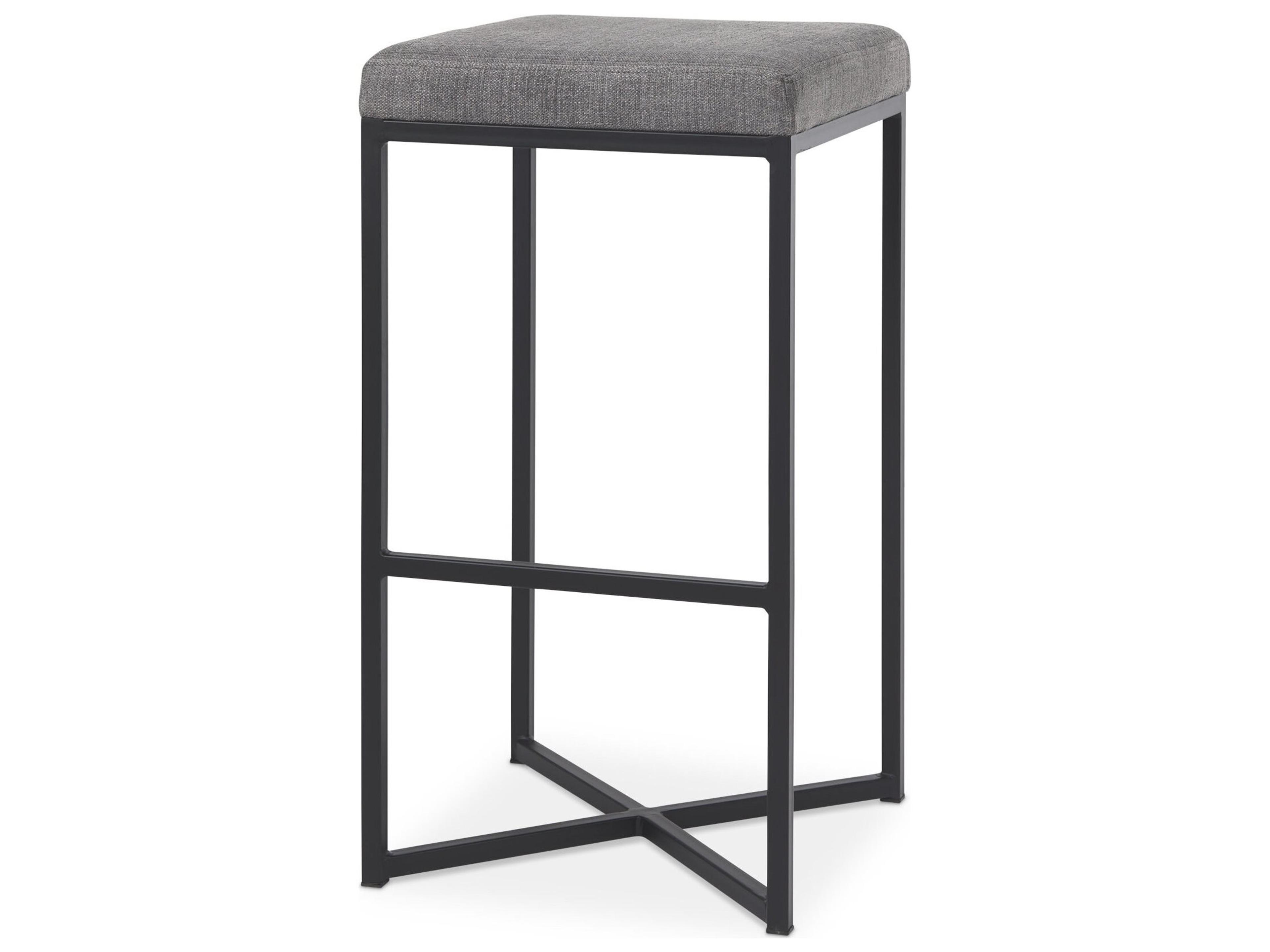 Frodo 16.5L x 16.5W x 29.75H Gray Fabric Seat W/Black Iron Frame Bar Stool