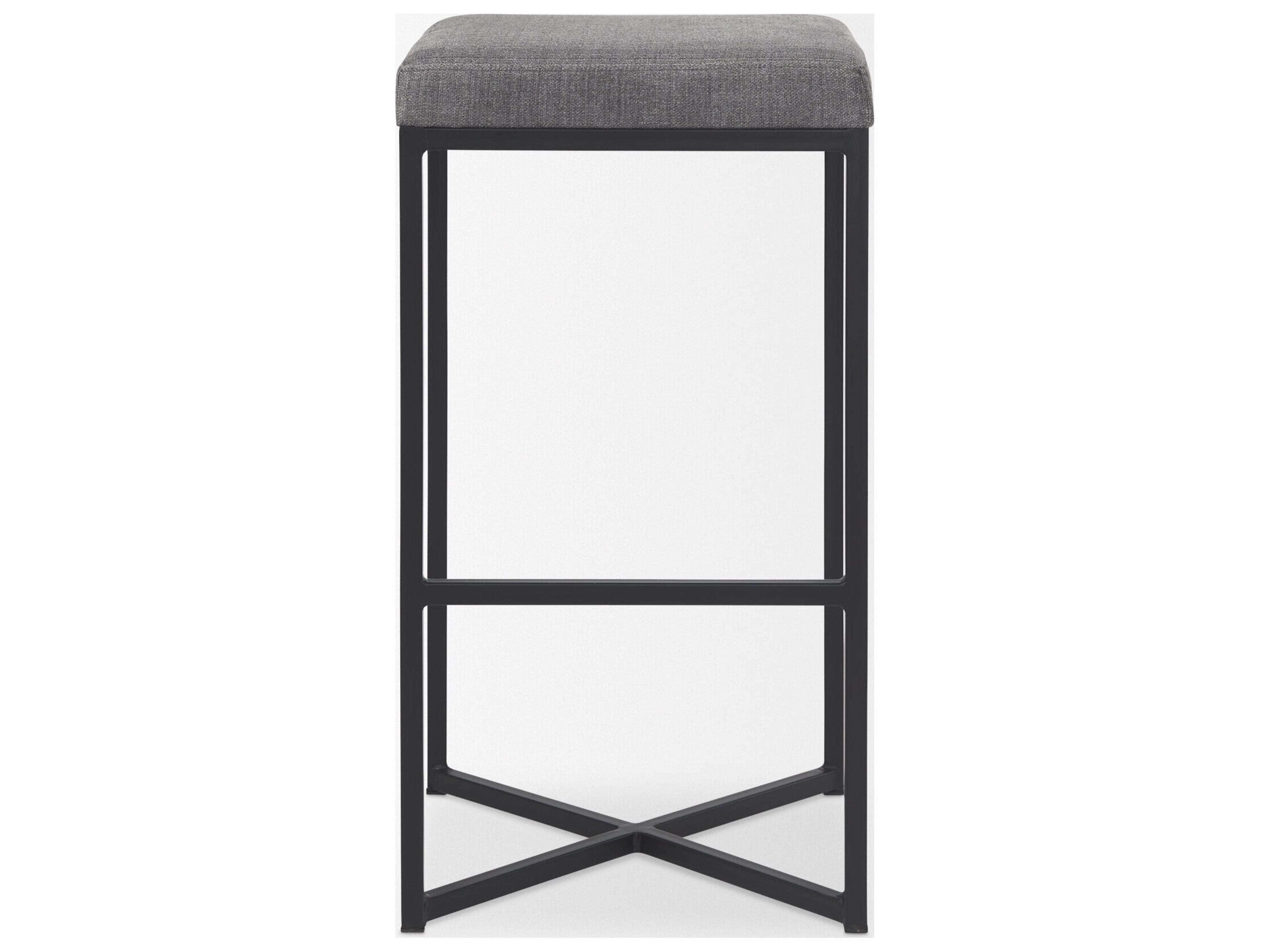 Mercana Frodo 16.5L x 16.5W x 29.75H Gray Fabric Seat W/Black Iron Frame Bar Stool
