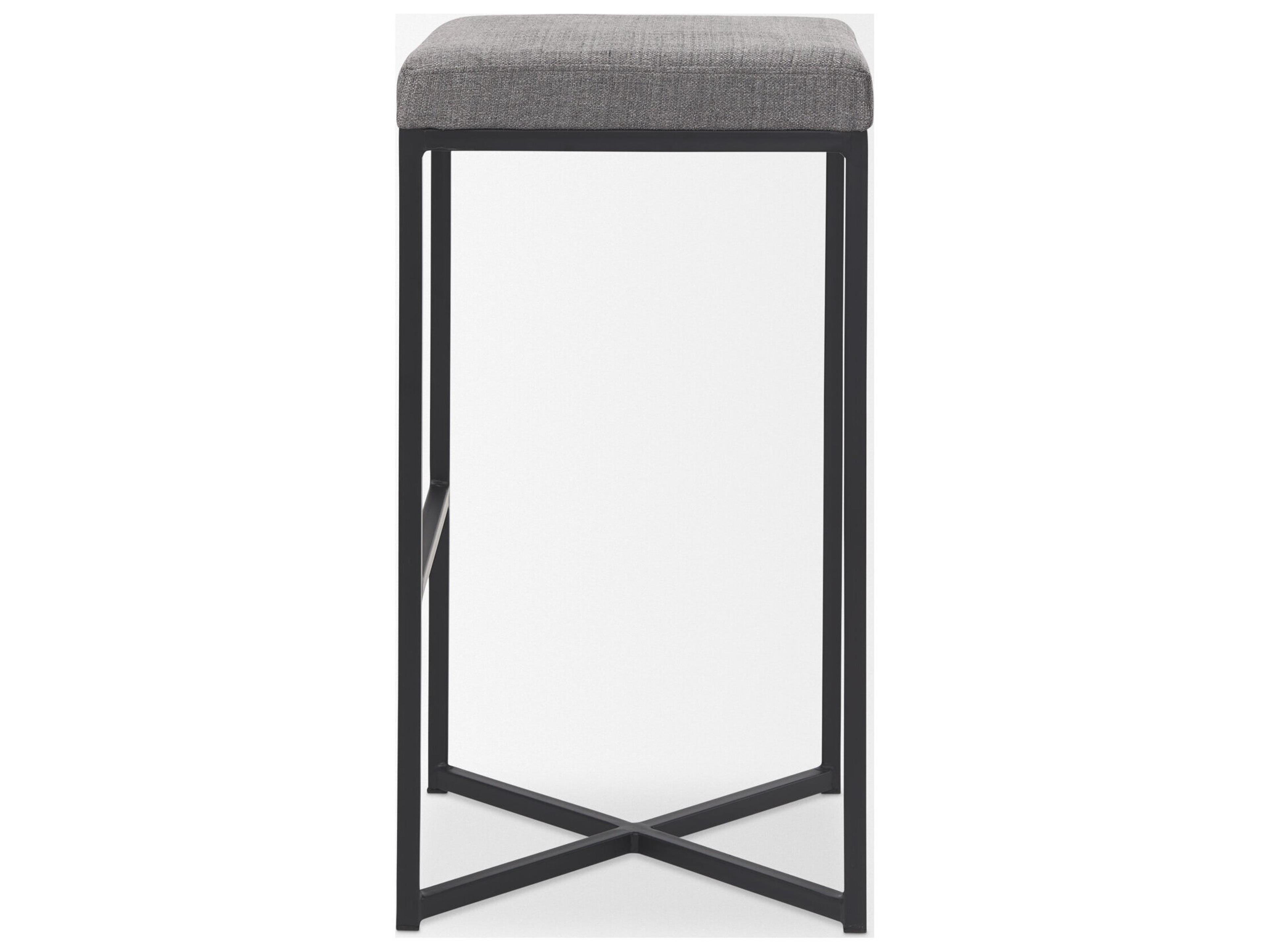 Mercana Frodo 16.5L x 16.5W x 29.75H Gray Fabric Seat W/Black Iron Frame Bar Stool