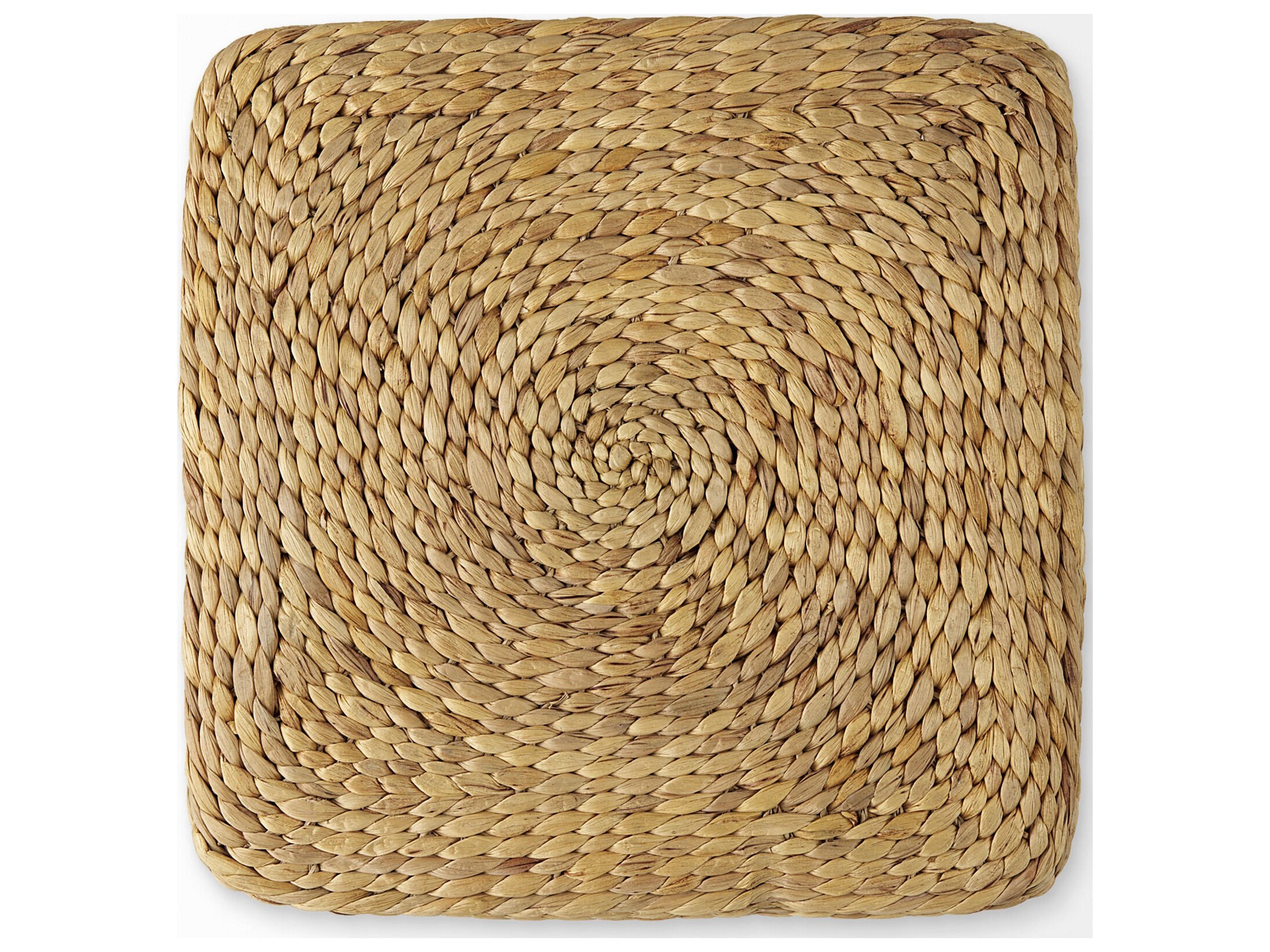 Mercana Maya 17.7L x 17.7W x 17.7H Light Brown W/Medium Brown Stripes Seagrass Square Pouf