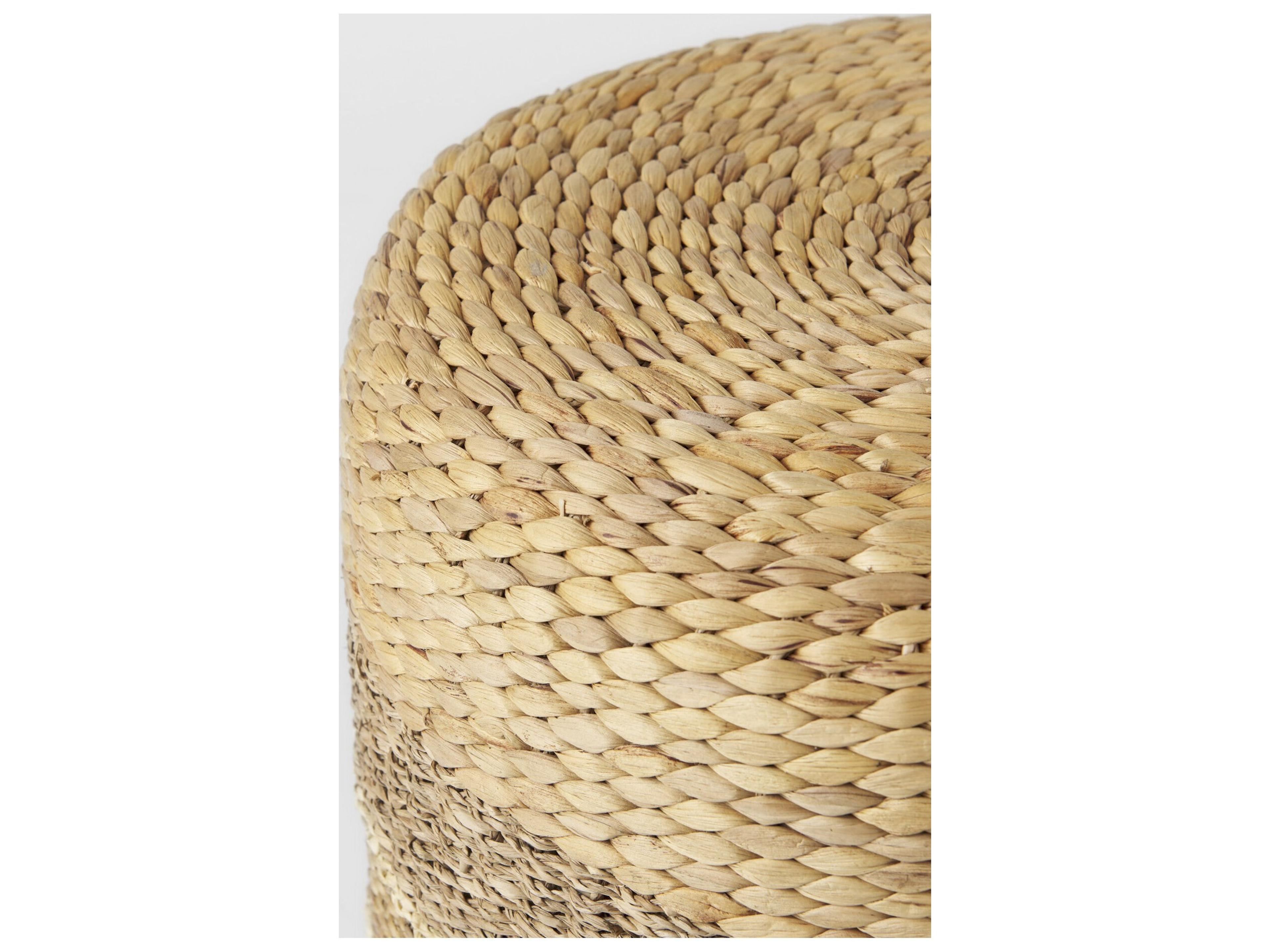 Mercana Maya 17.7L x 17.7W x 17.7H Light Brown W/Medium Brown Stripes Seagrass Round Pouf