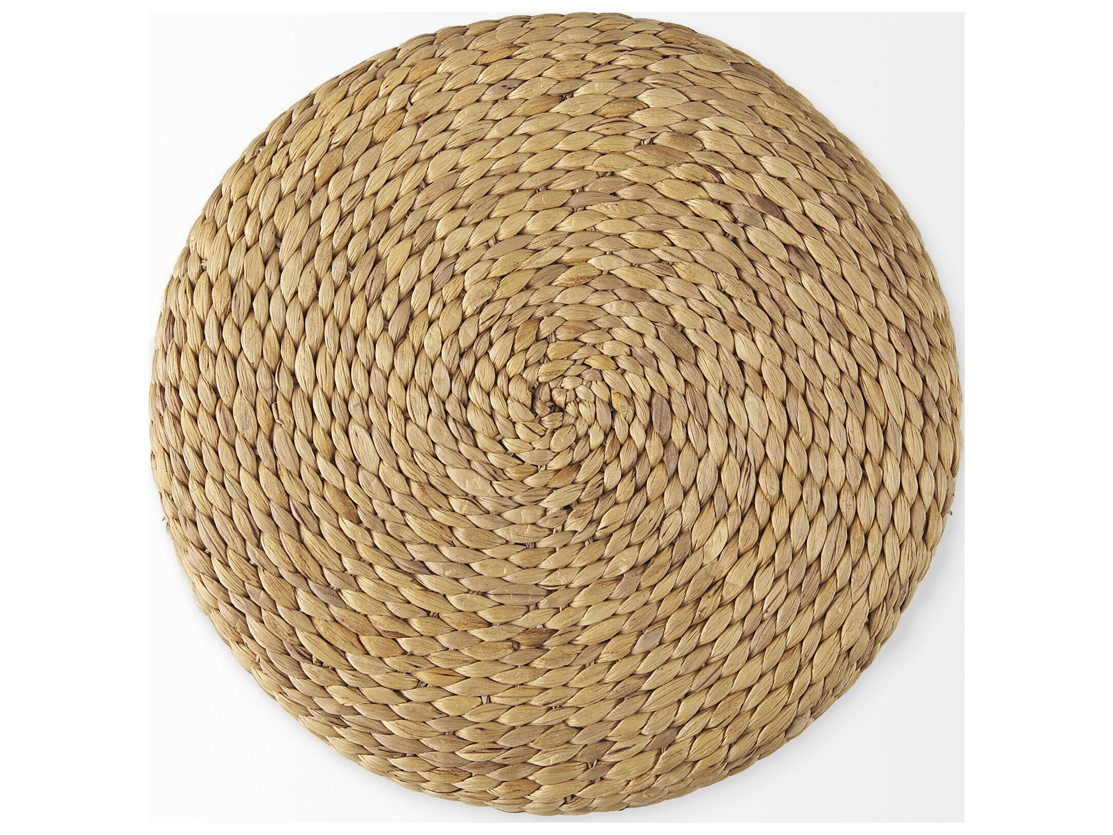 Mercana Maya 17.7L x 17.7W x 17.7H Light Brown W/Medium Brown Stripes Seagrass Round Pouf