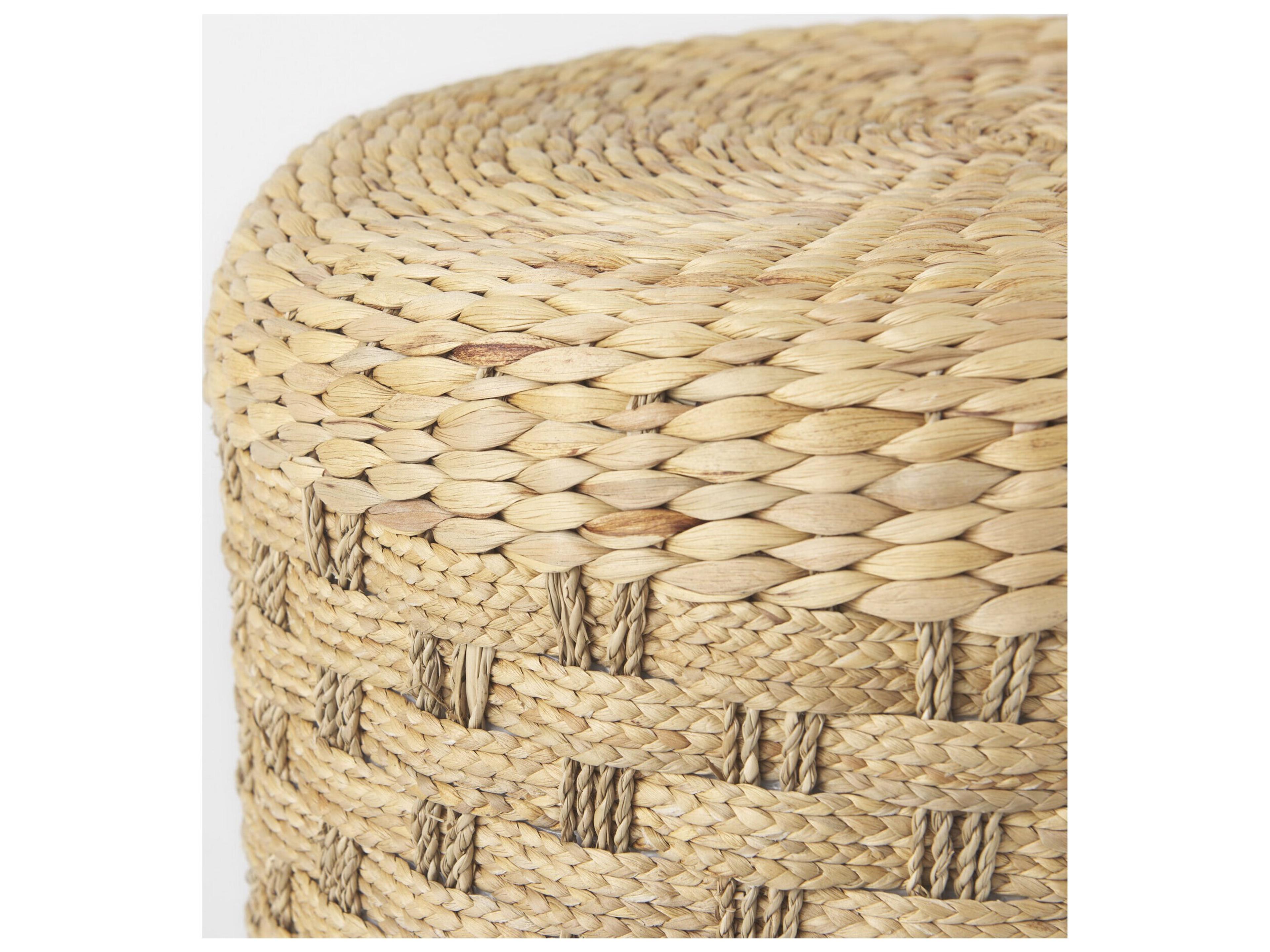 Mercana Michelle 17.7L x 17.7W x 17.7H Light Brown Woven Seagrass Round Pouf