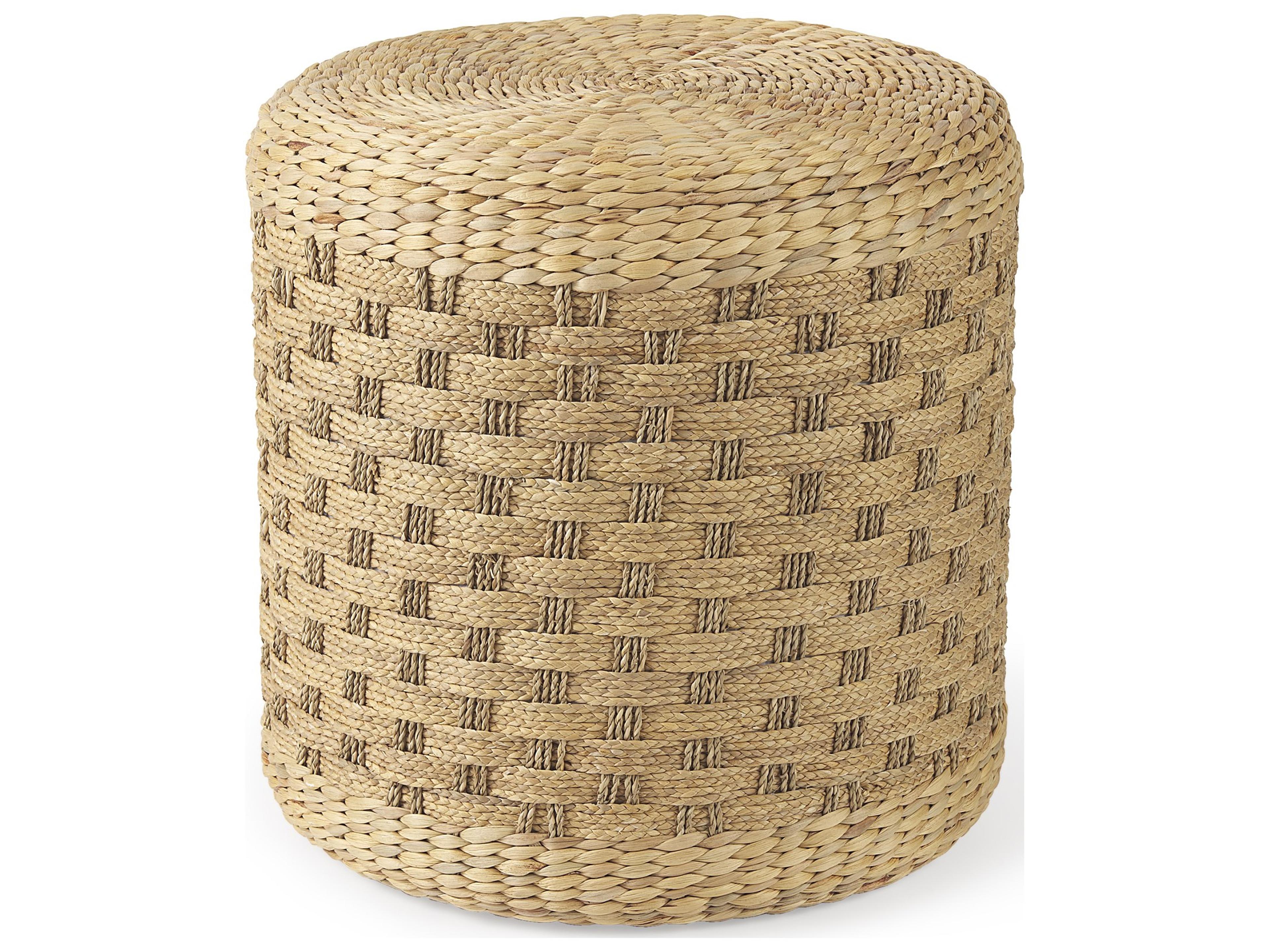 Mercana Michelle 17.7L x 17.7W x 17.7H Light Brown Woven Seagrass Round Pouf