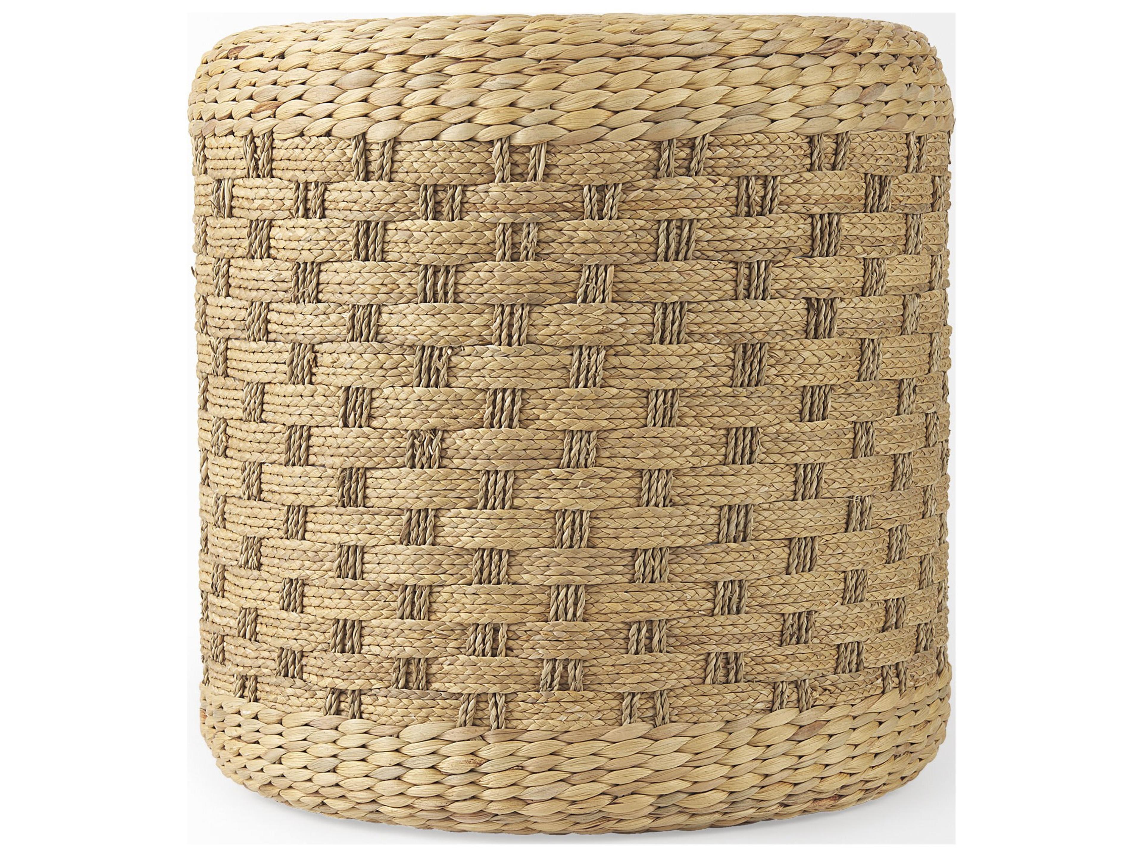 Mercana Michelle 17.7L x 17.7W x 17.7H Light Brown Woven Seagrass Round Pouf