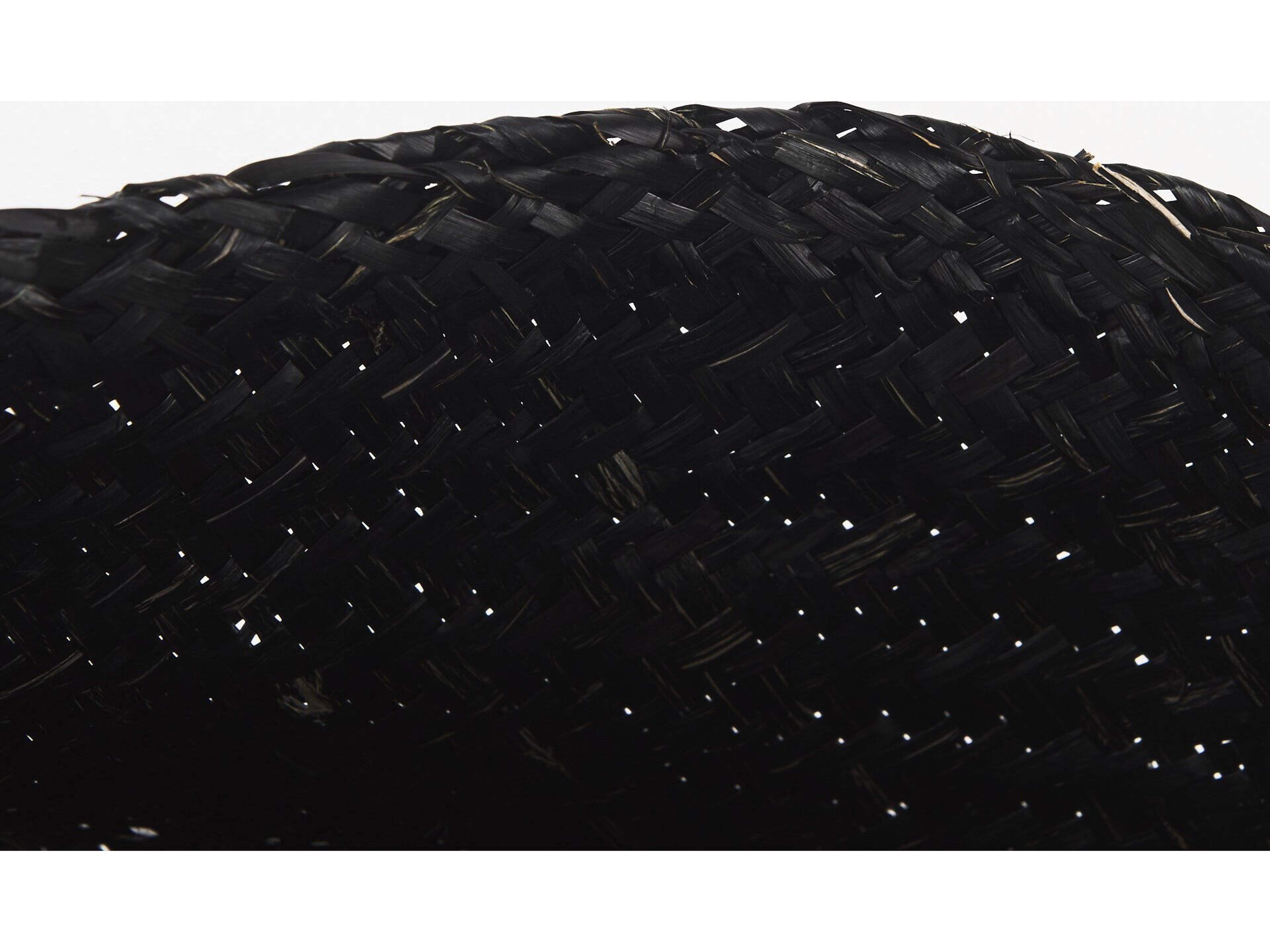 Mercana Ella 9.8L x 9.8W x 11.0H (Set of 3) Black Seagrass Basket W/ Light Brown Handles