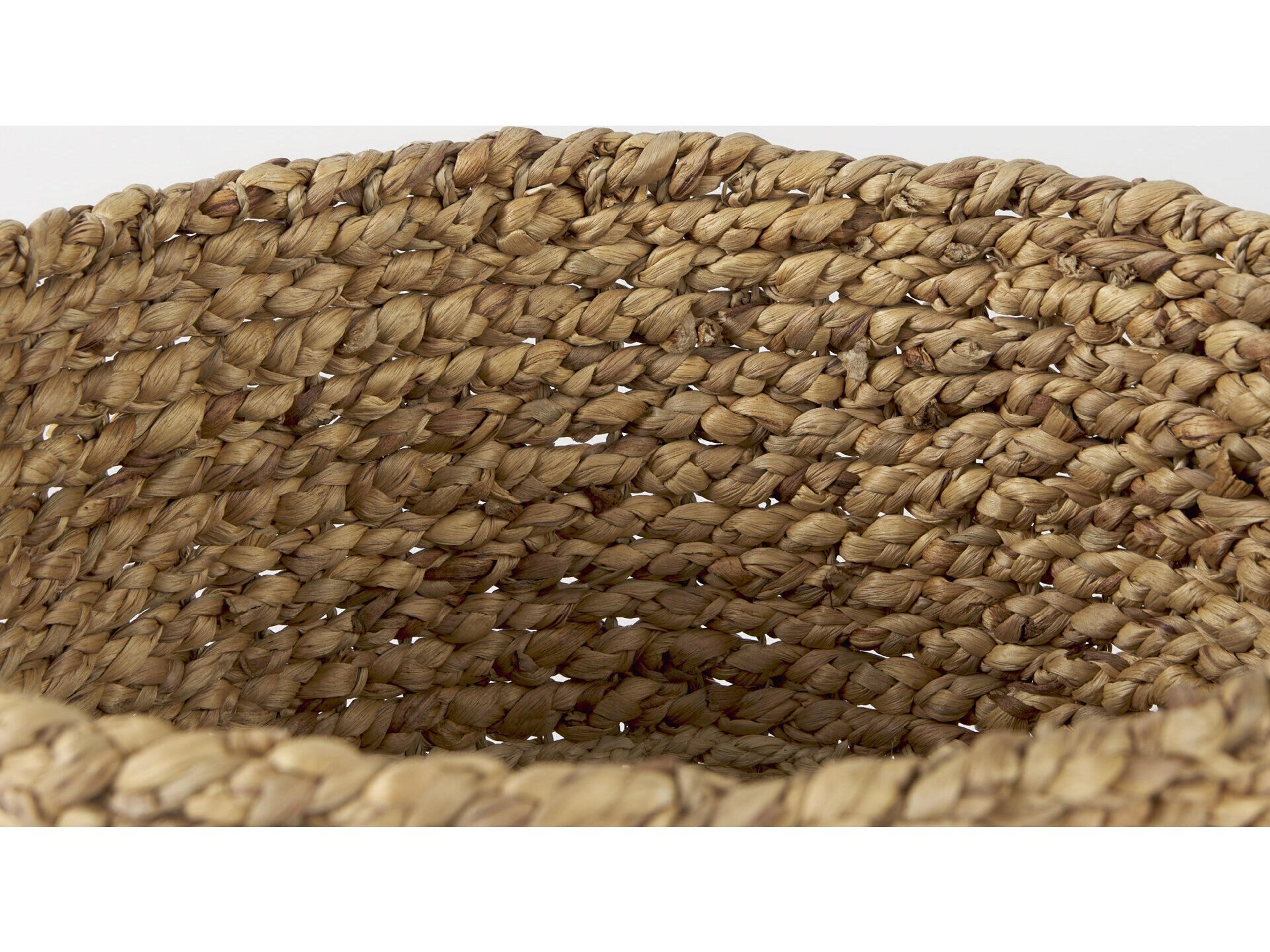 Mercana Morocco 15.7L x 15.7 (Set of 3) Brown Two Tone Water Hyacinth and Cornhusk Round Basket W/ Handles