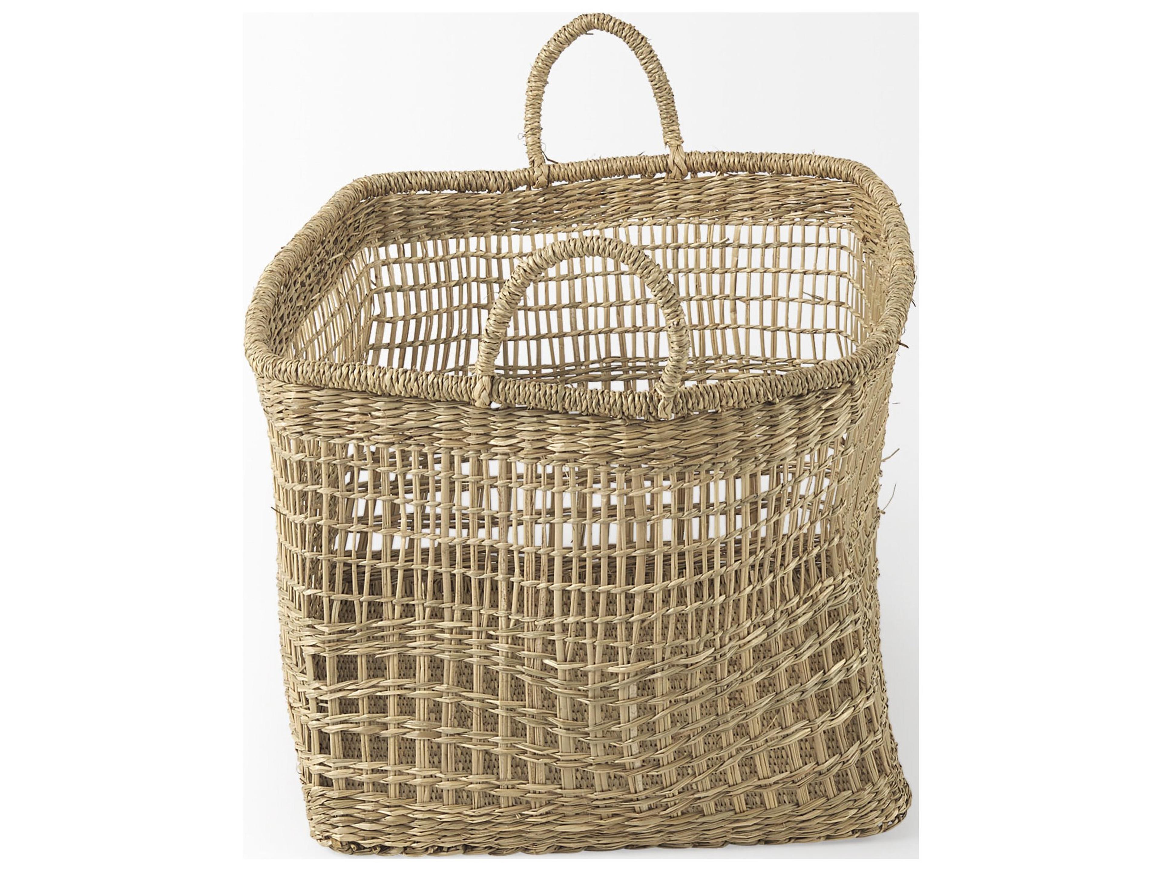 Mercana Bellisa 18.5L x 14.6W x 11.0H (Set of 2) Medium Brown Seagrass Rectangular Basket W/ Handles