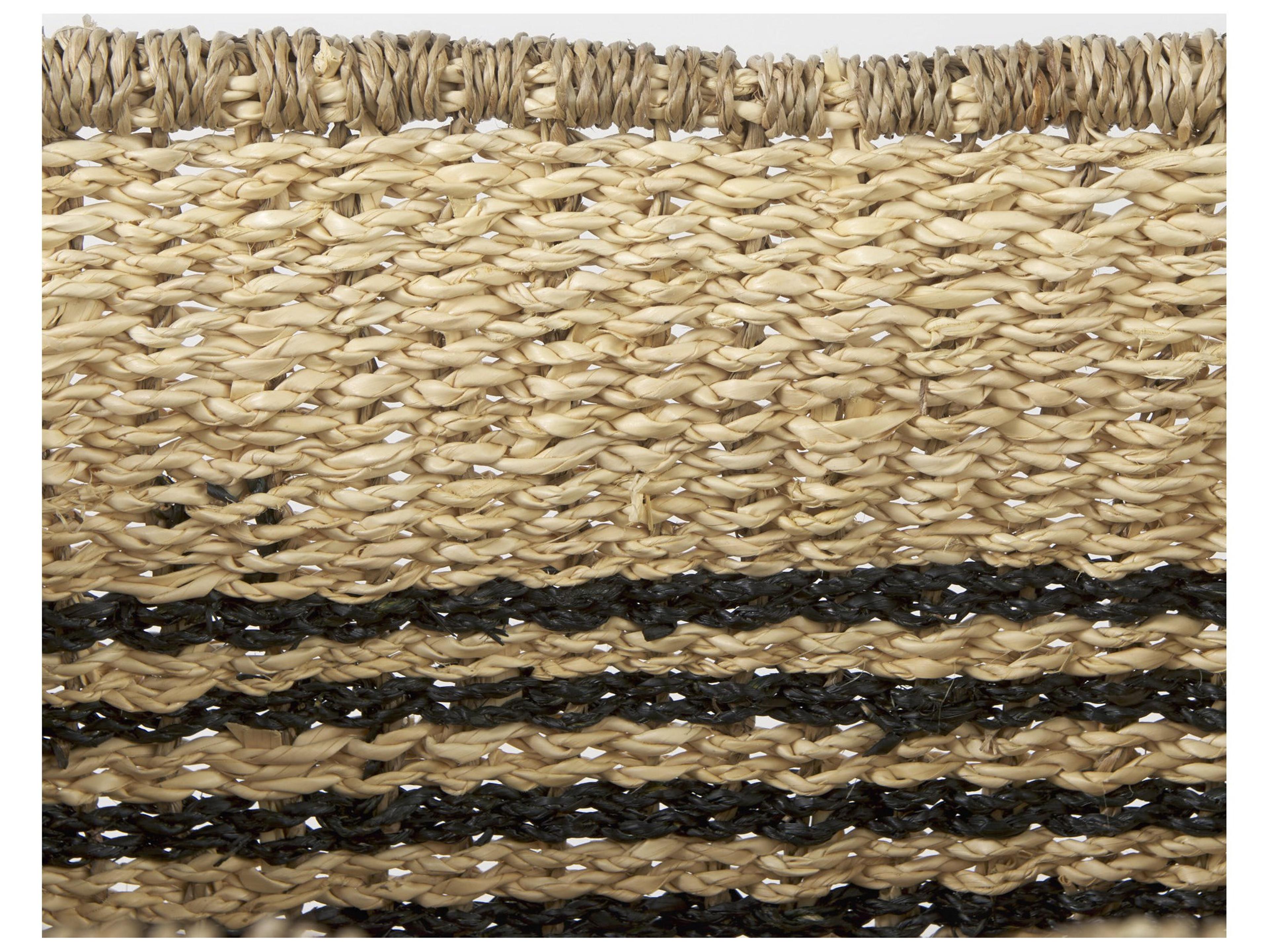 Mercana Emma 17.3L x 13.0W x 11.0H (Set of 2) Light Brown Seagrass Rectangular Basket W/ Black Stripes