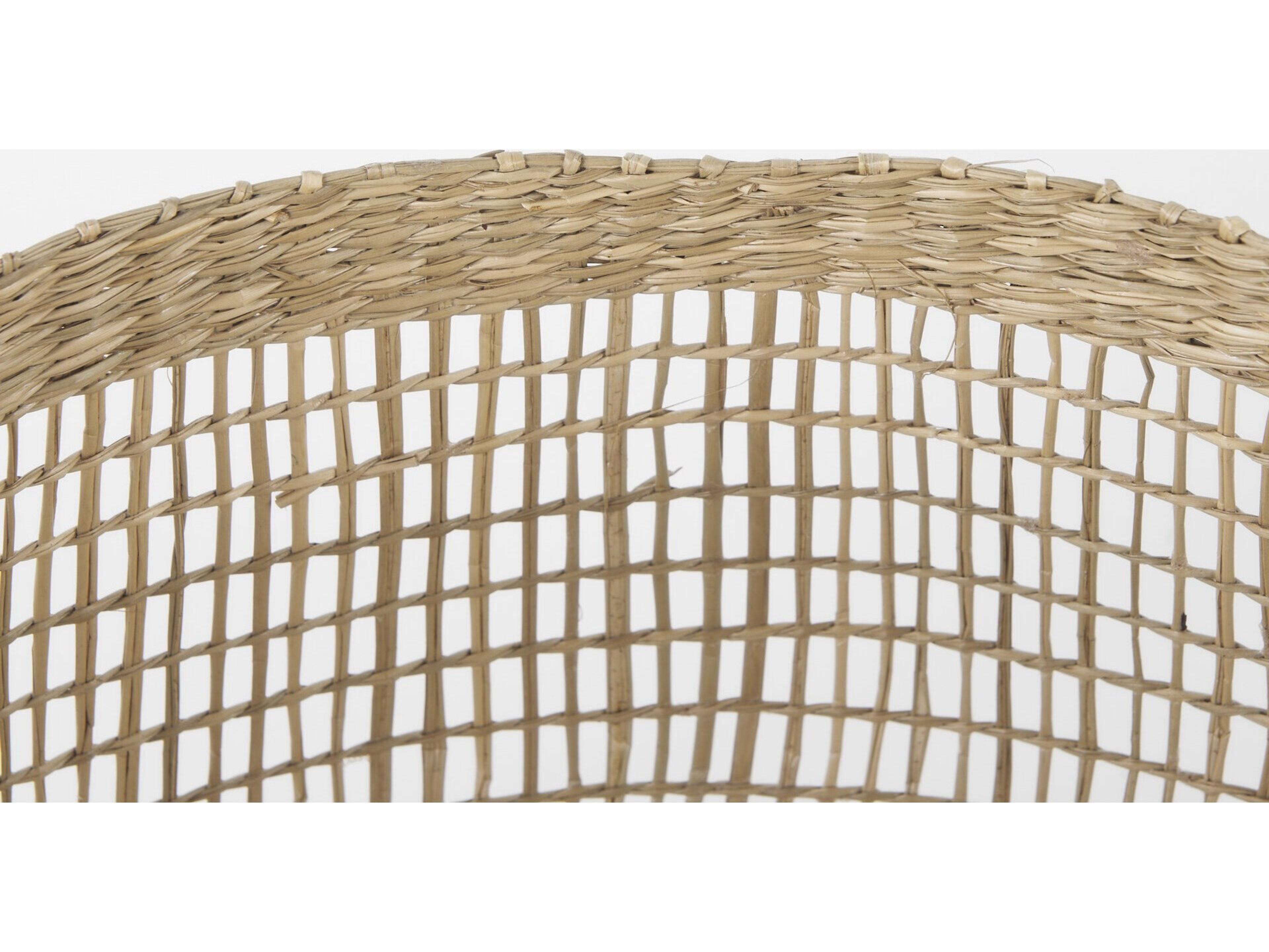 Mercana Nova 15.0L x 15.0W x 9.4H (Set of 2) Light Brown Seagrass Woven Round Basket W/ Long Handle