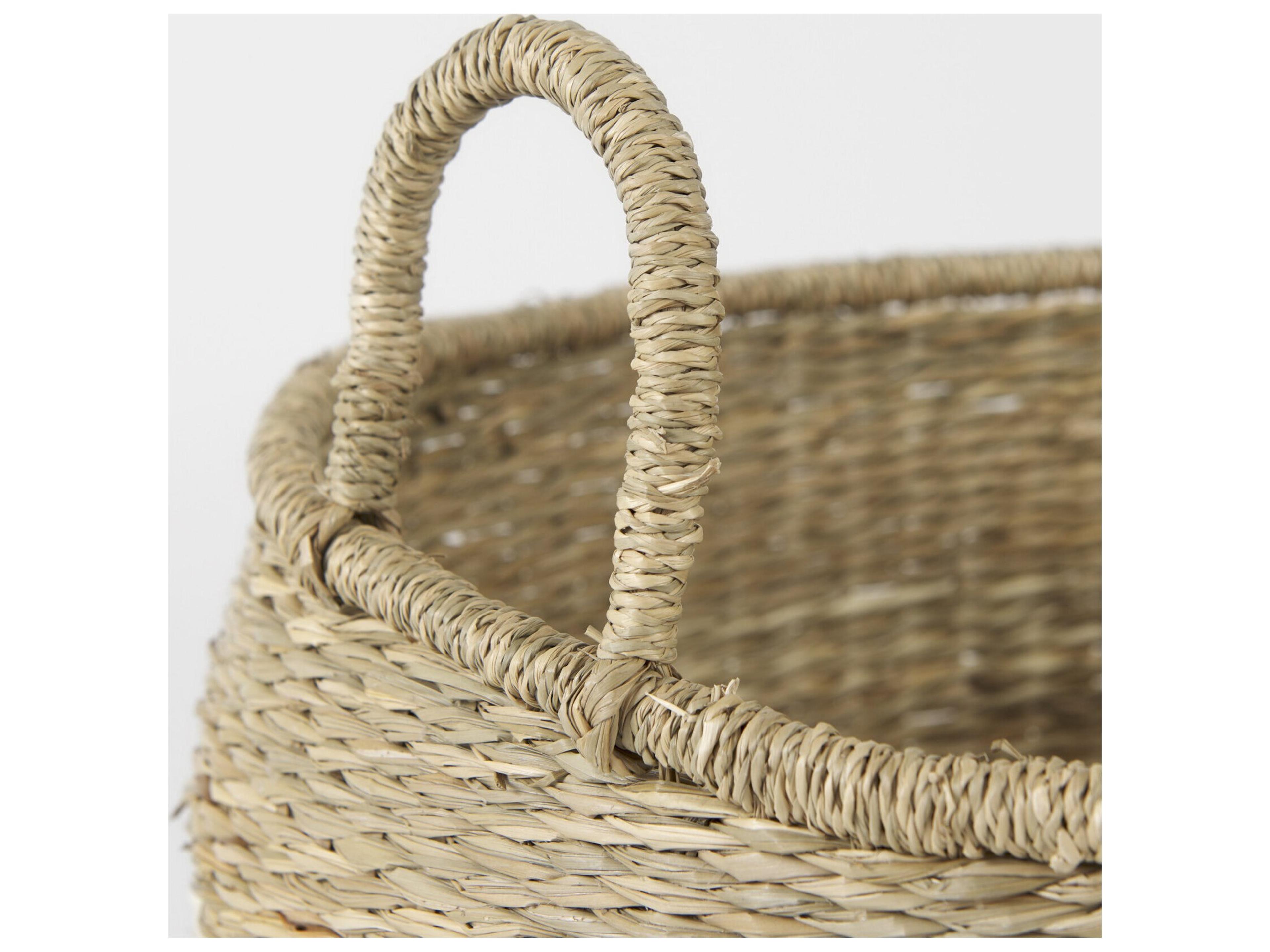 Mercana Bradley 18.1L x 18.1W x 16.0H (Set of 2) Light Brown W/Striped Seagrass Basket W/ Handles