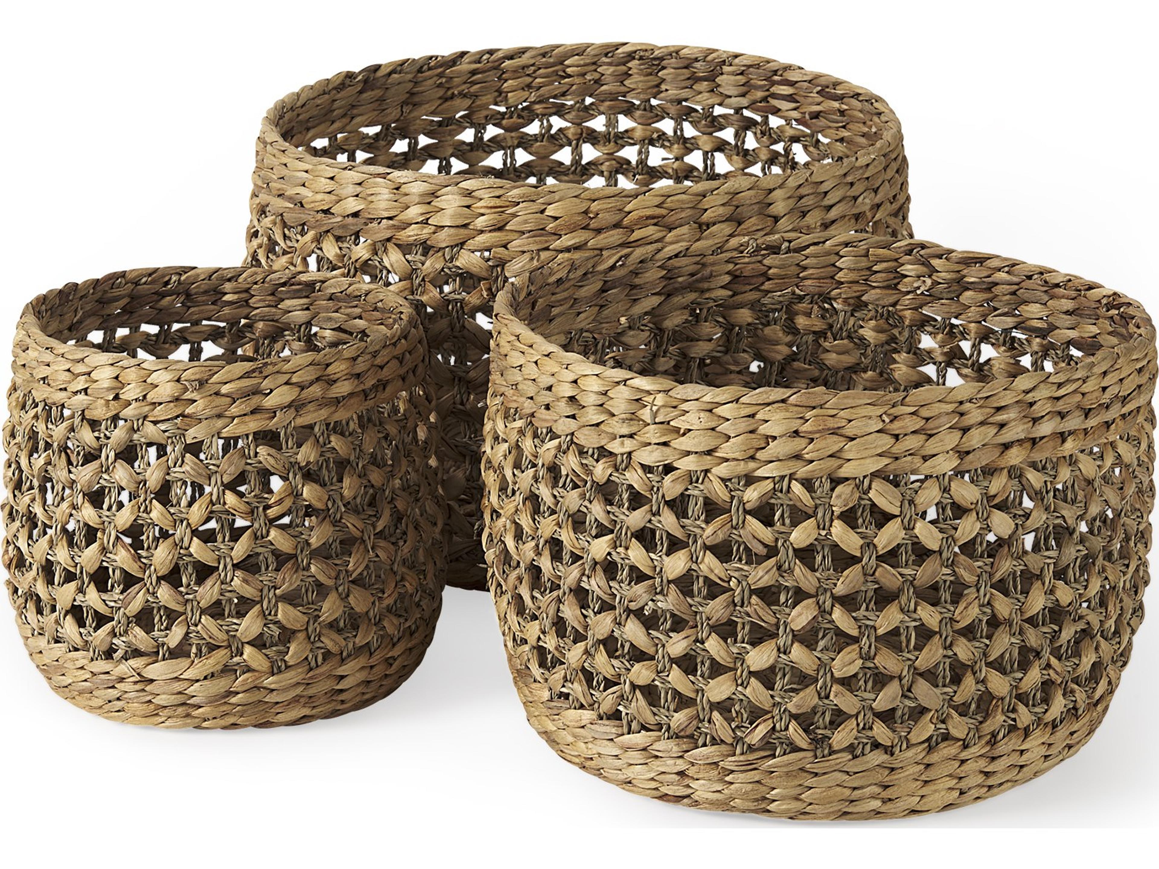 Mercana Dakota 15.0L x 15.0W x 11.8H (Set of 3) Medium Brown Seagrass Round Basket