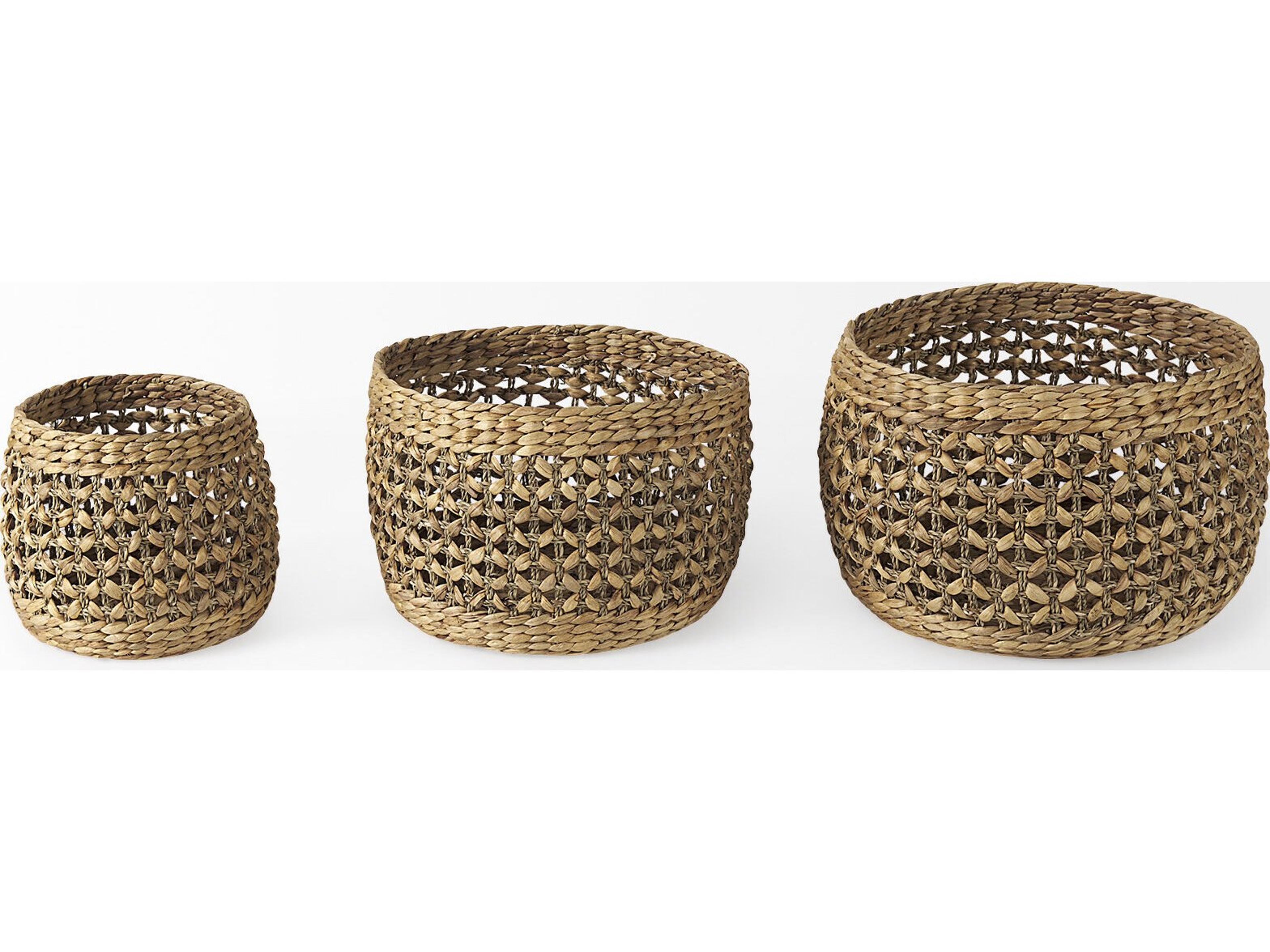 Mercana Dakota 15.0L x 15.0W x 11.8H (Set of 3) Medium Brown Seagrass Round Basket