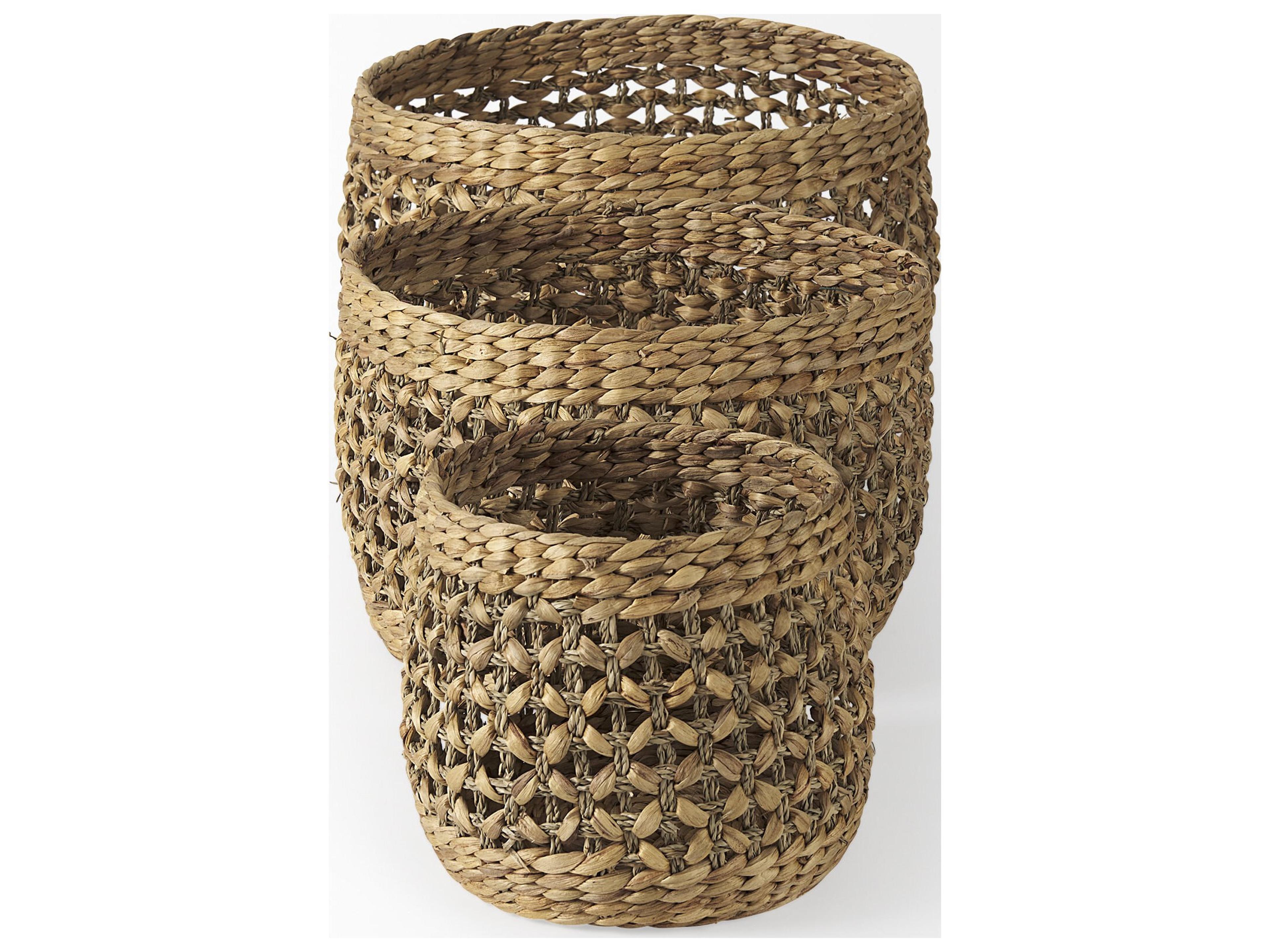 Mercana Dakota 15.0L x 15.0W x 11.8H (Set of 3) Medium Brown Seagrass Round Basket