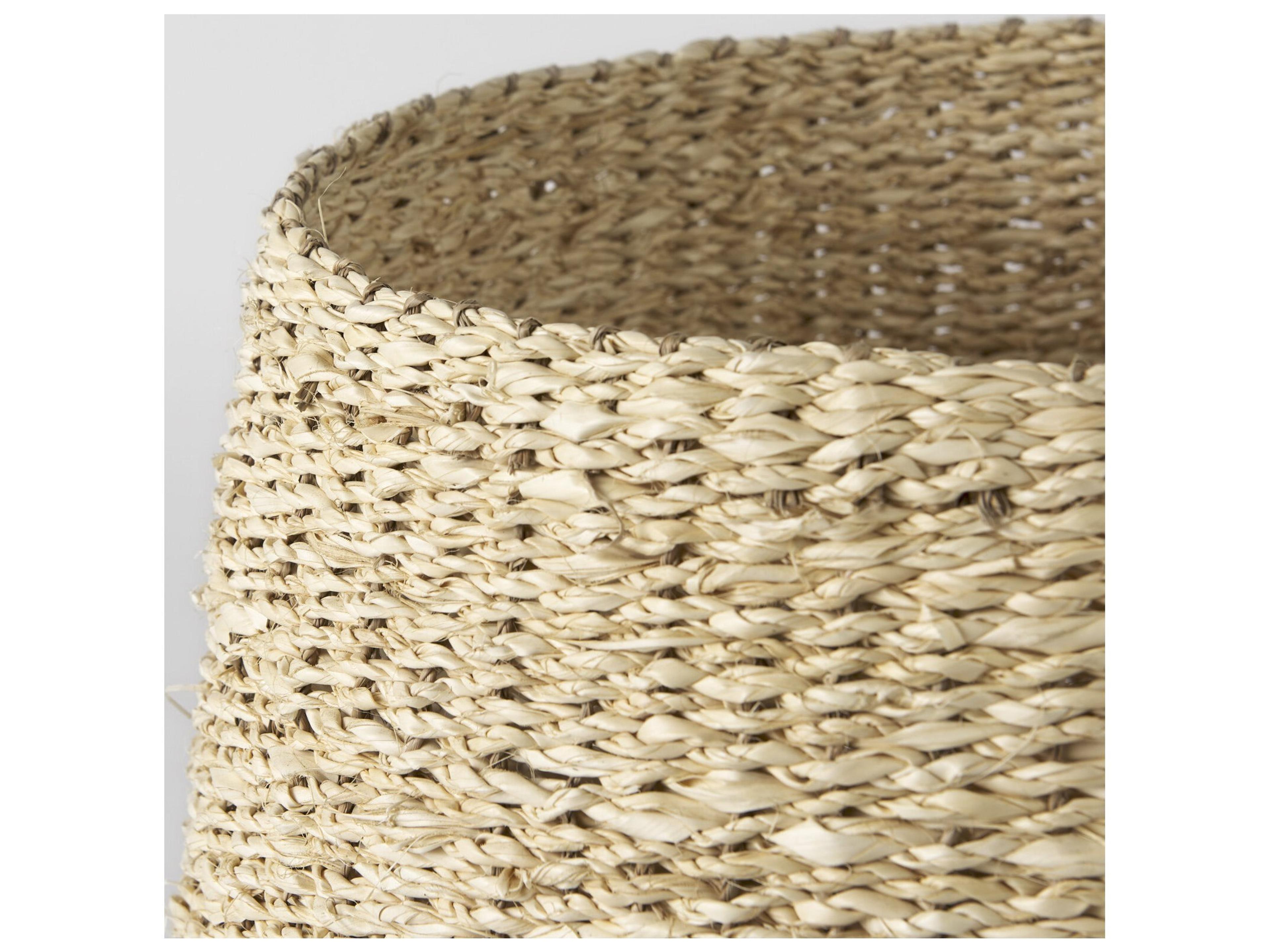 Mercana Sivannah 19.7L x 19.7W x 23.6H (Set of 3) Light Brown and Medium Brown Striped Seagrass Round Basket