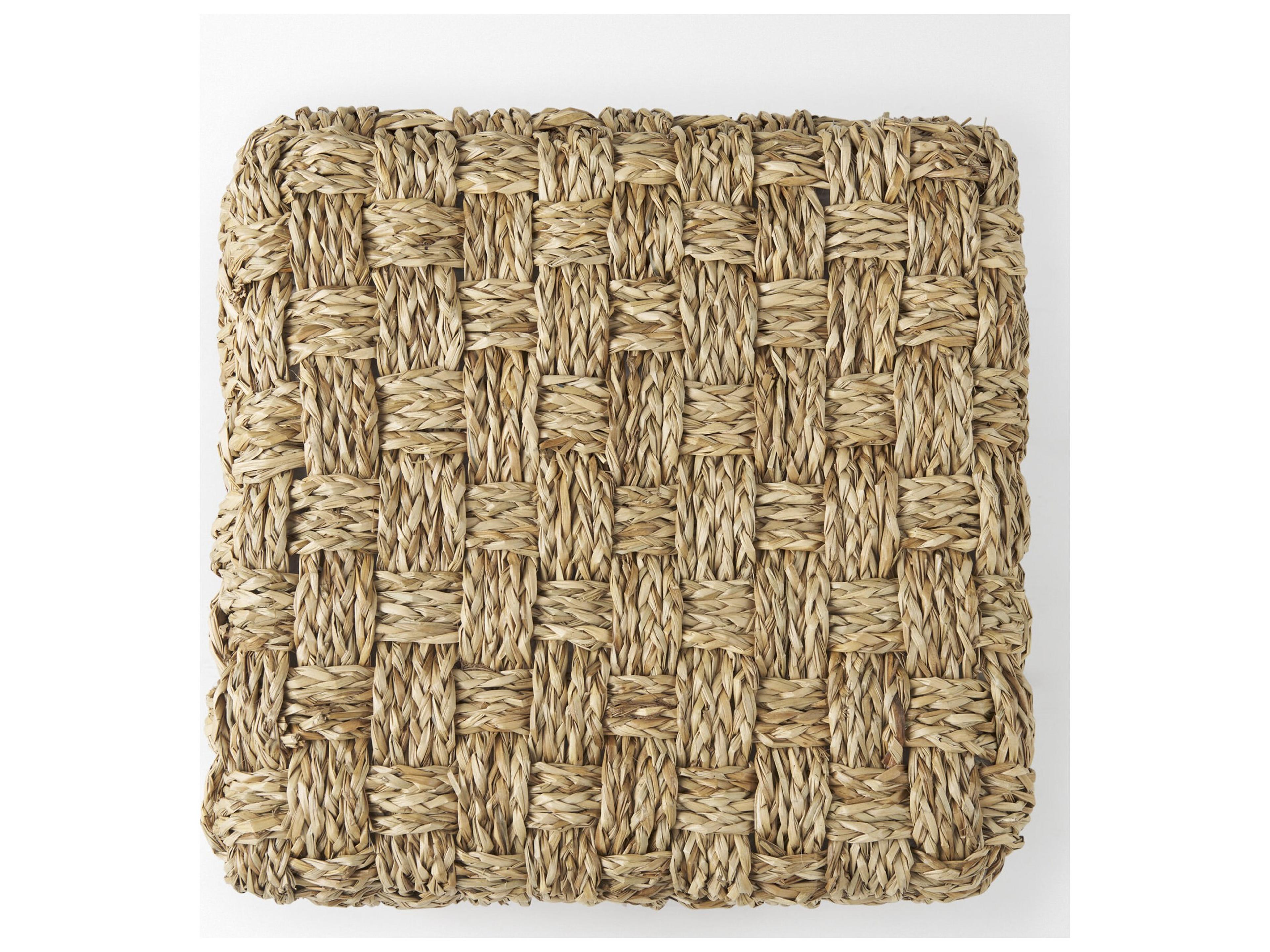 Mercana Adele  17.7L x 17.7W x 17.7H Medium Brown Seagrass Woven Square Pouf