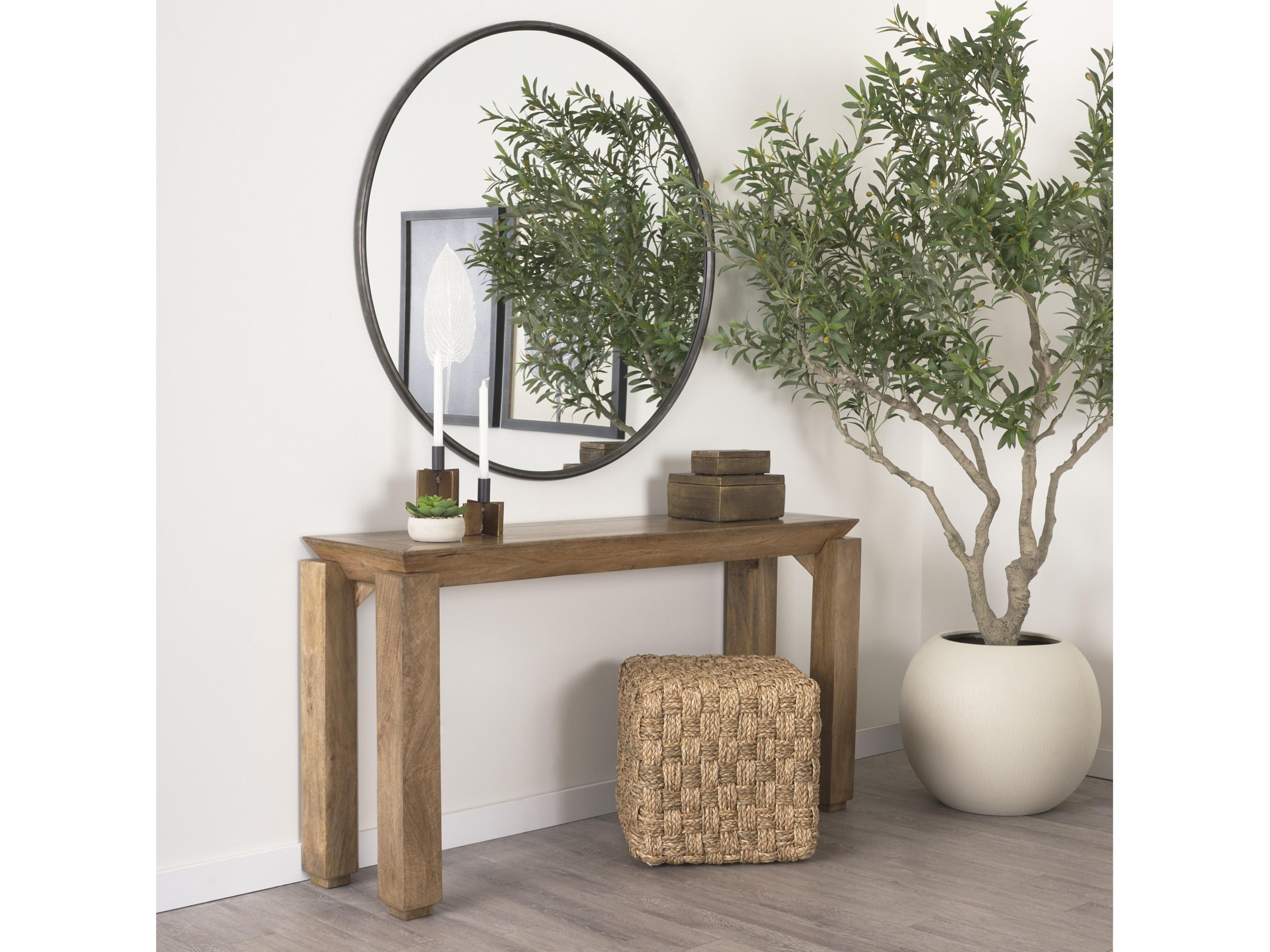 Mercana Adele  17.7L x 17.7W x 17.7H Medium Brown Seagrass Woven Square Pouf