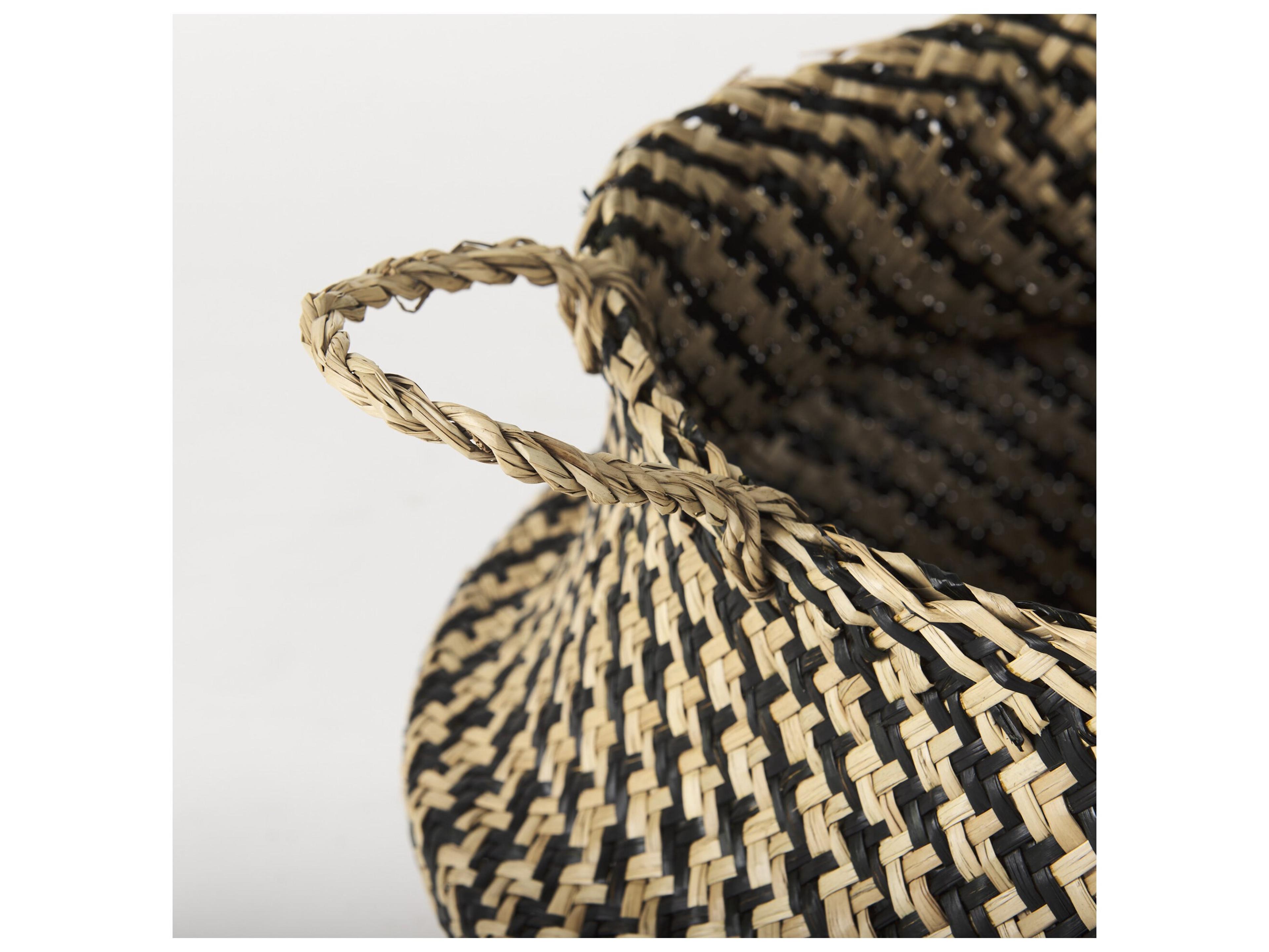 Mercana Gaia  17.7L x 17.7W x 20.5H Set of 3 Light and Dark Brown Cross Patterend Belly Seagrass Basket