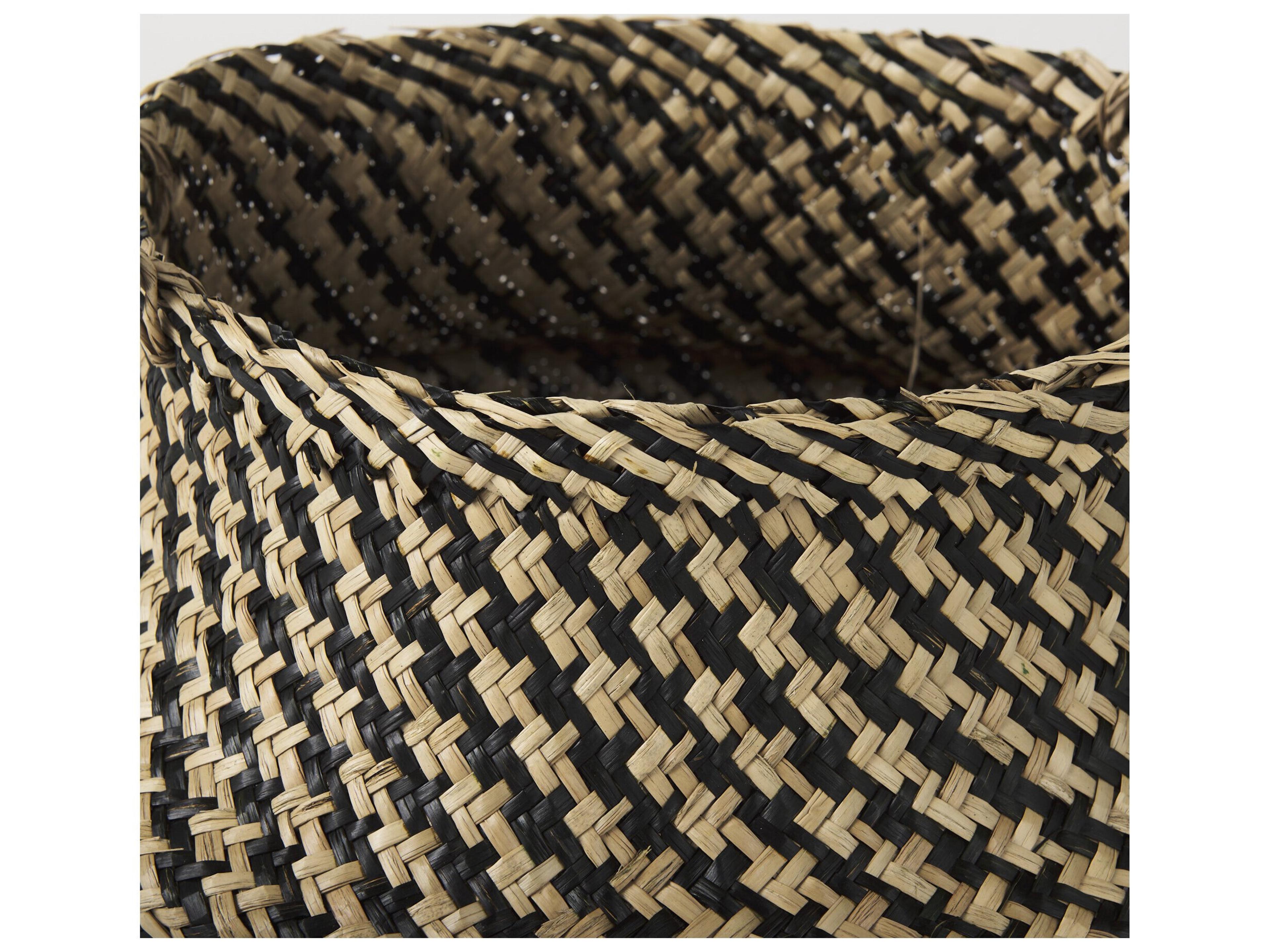 Mercana Gaia  17.7L x 17.7W x 20.5H Set of 3 Light and Dark Brown Cross Patterend Belly Seagrass Basket