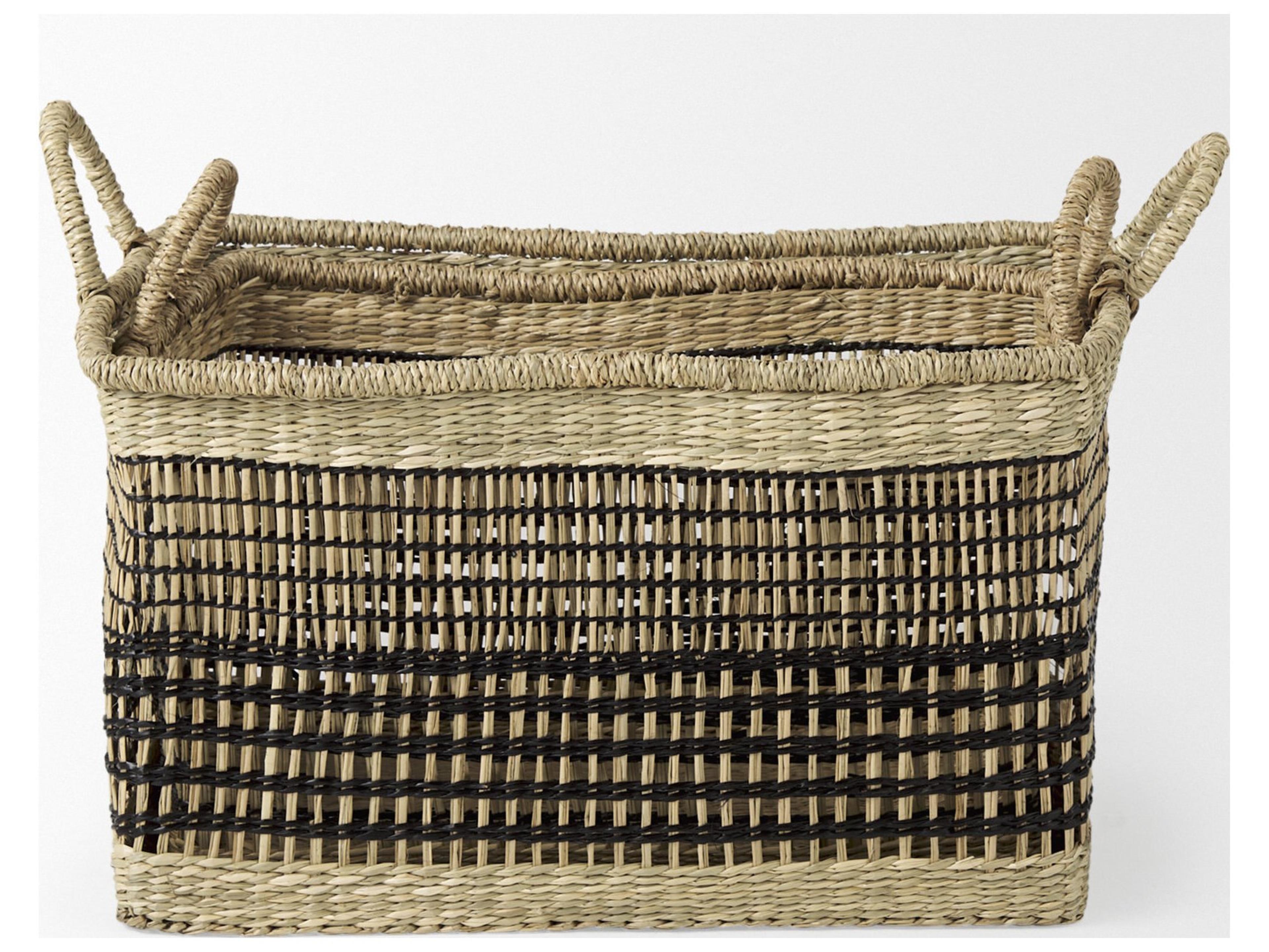 Mercana Nia 18.5L x 13.4W x 14.6H Set of 2 Light Brown Seagrass Rectangular Basket with Handles