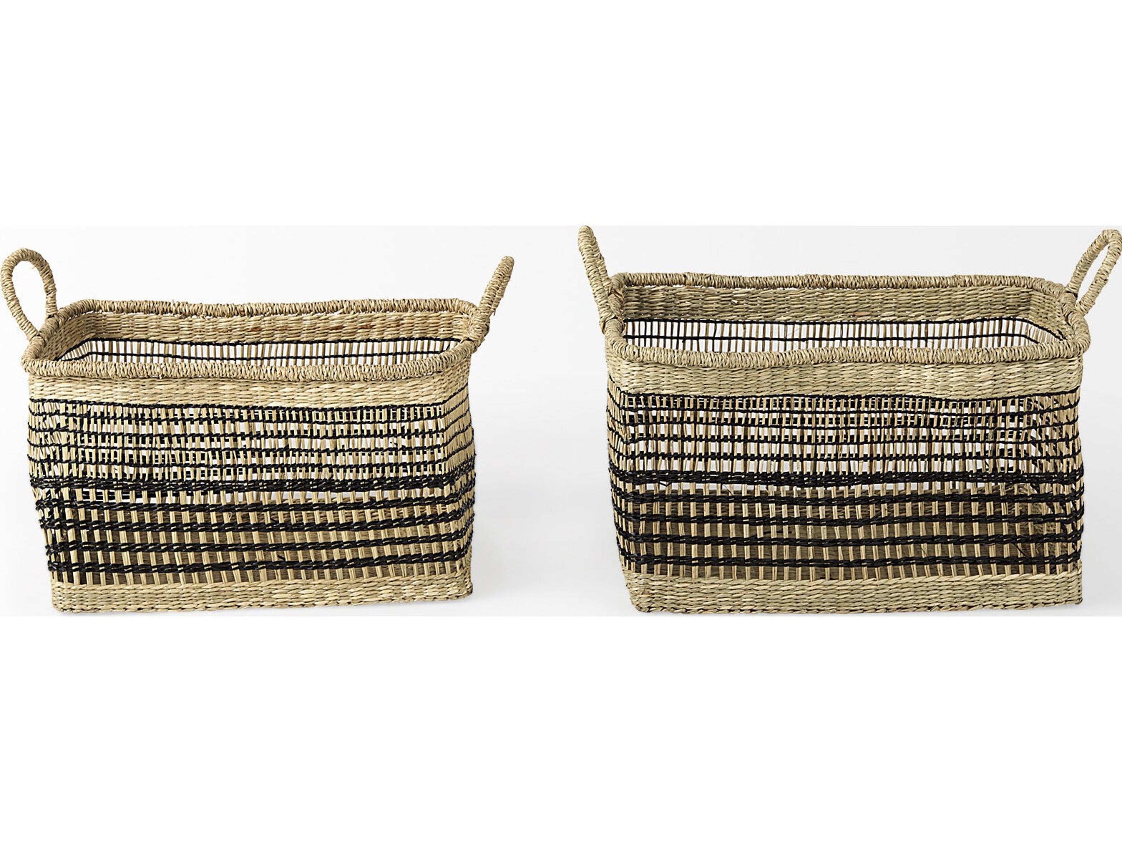 Mercana Nia 18.5L x 13.4W x 14.6H Set of 2 Light Brown Seagrass Rectangular Basket with Handles