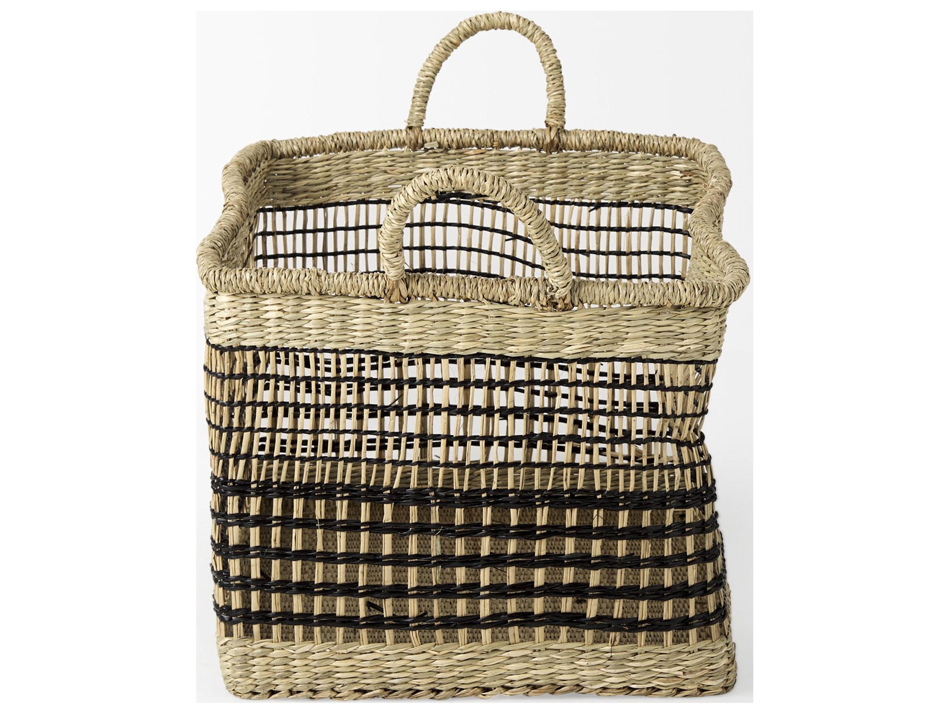 Mercana Nia 18.5L x 13.4W x 14.6H Set of 2 Light Brown Seagrass Rectangular Basket with Handles