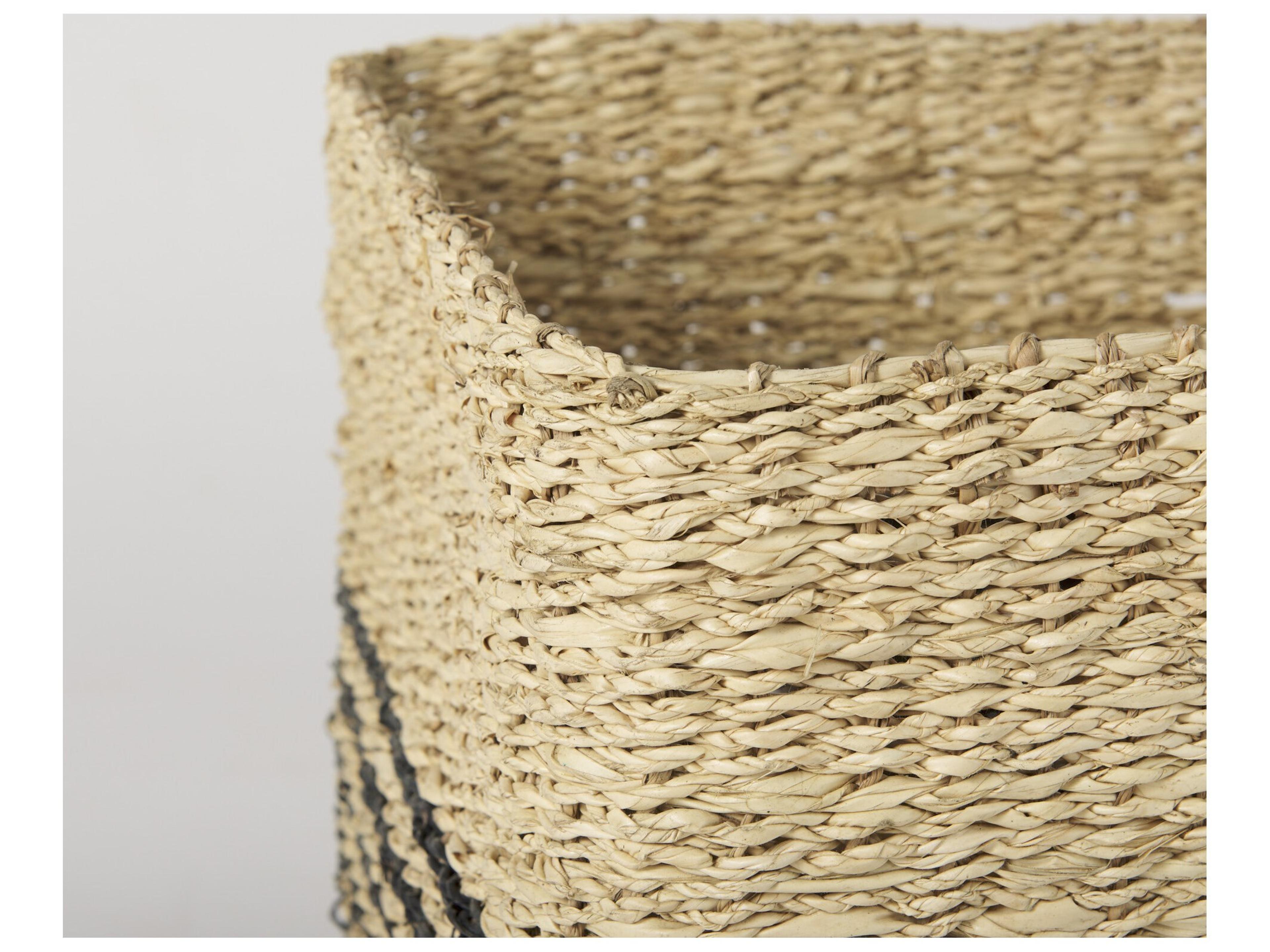 Mercana Cullen 15.7L x 15.7W x 15.7H (Set of 3) Grey Twisted Seagrass Square Basket