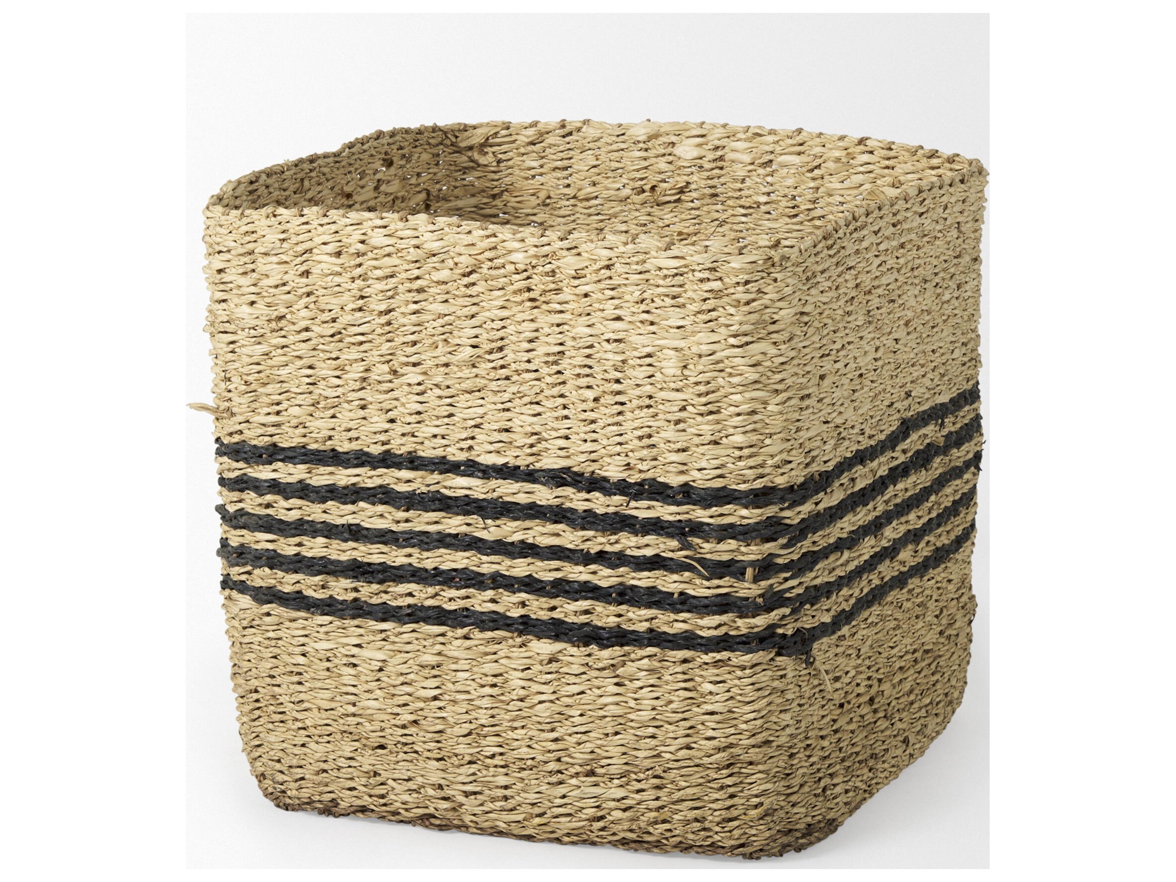 Mercana Cullen 15.7L x 15.7W x 15.7H (Set of 3) Grey Twisted Seagrass Square Basket