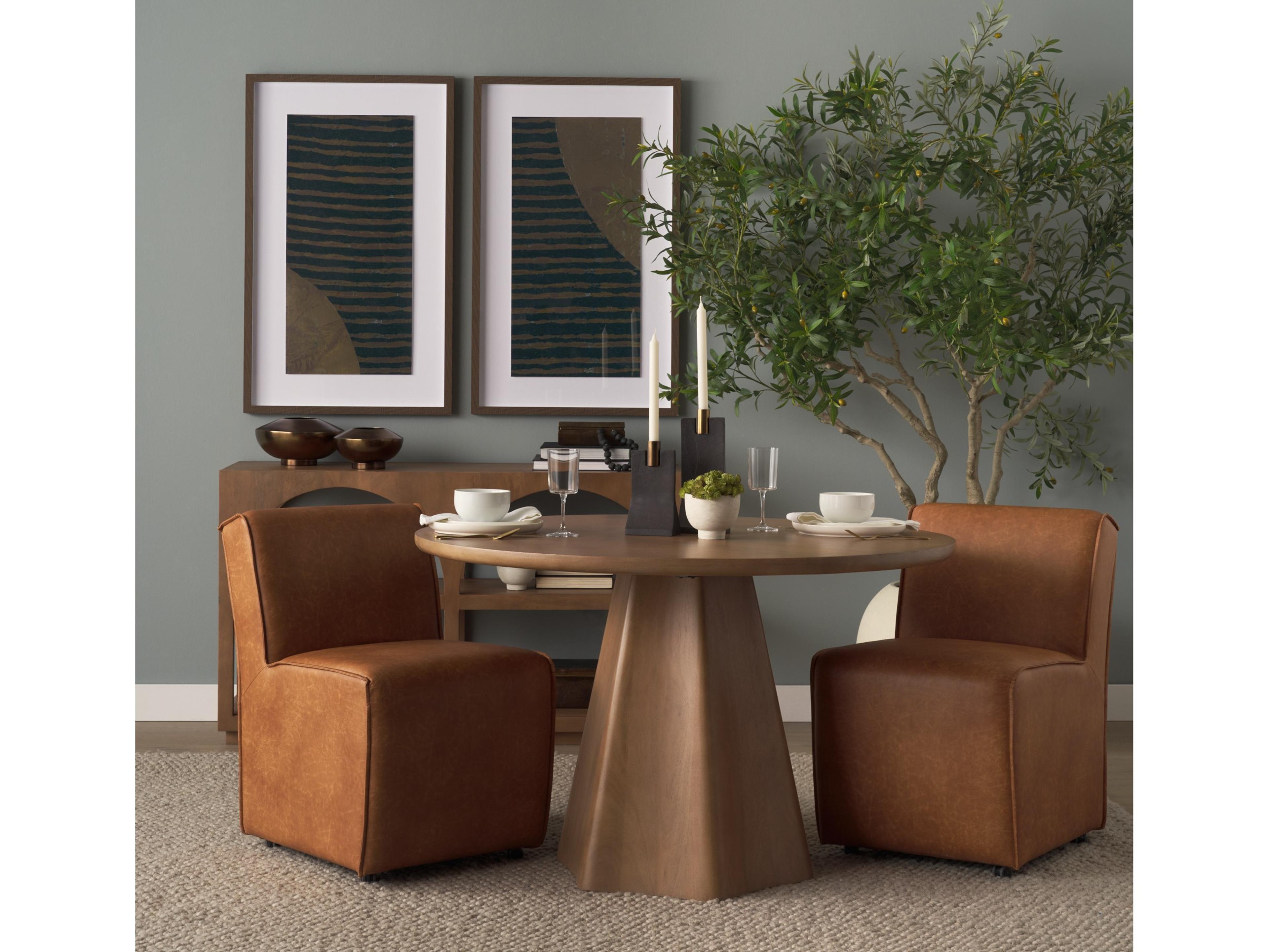 Mercana Damon 19.8L x 26.3W x 31.8H Cognac Brown Faux Leather Dining Chair