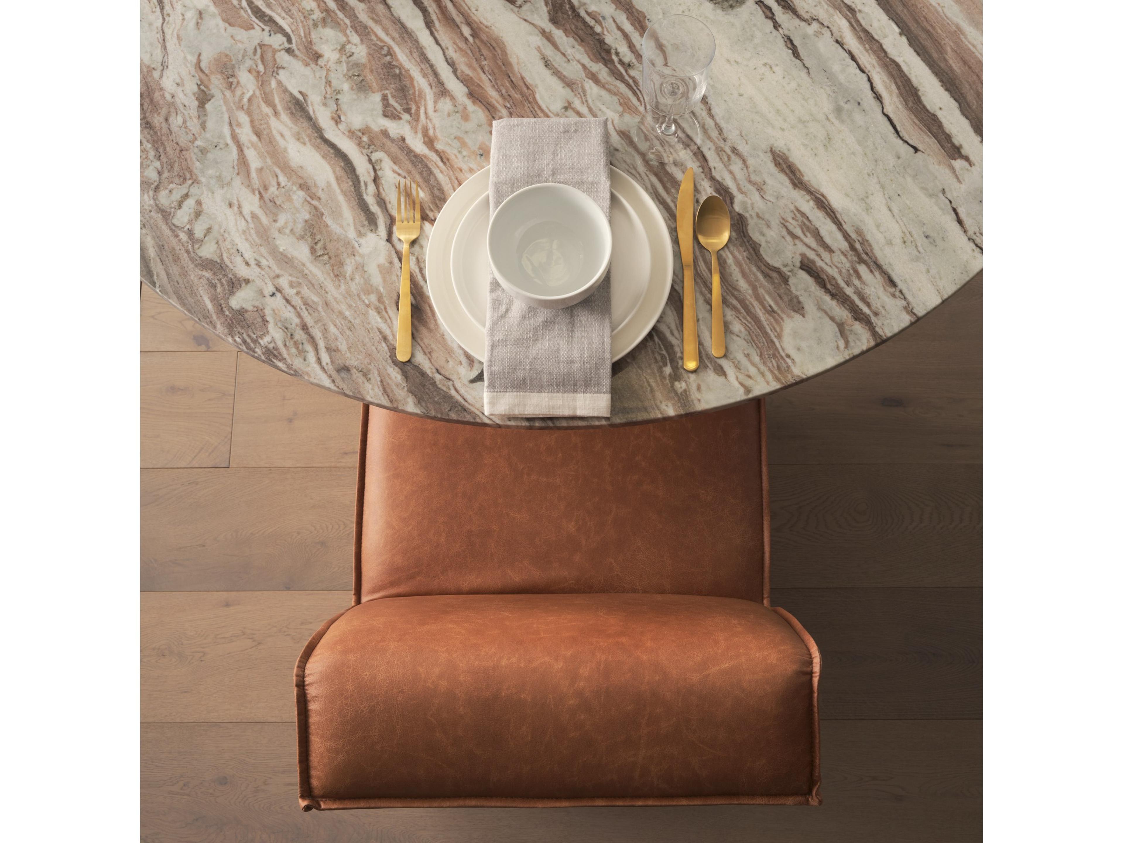 Mercana Damon 19.8L x 26.3W x 31.8H Cognac Brown Faux Leather Dining Chair