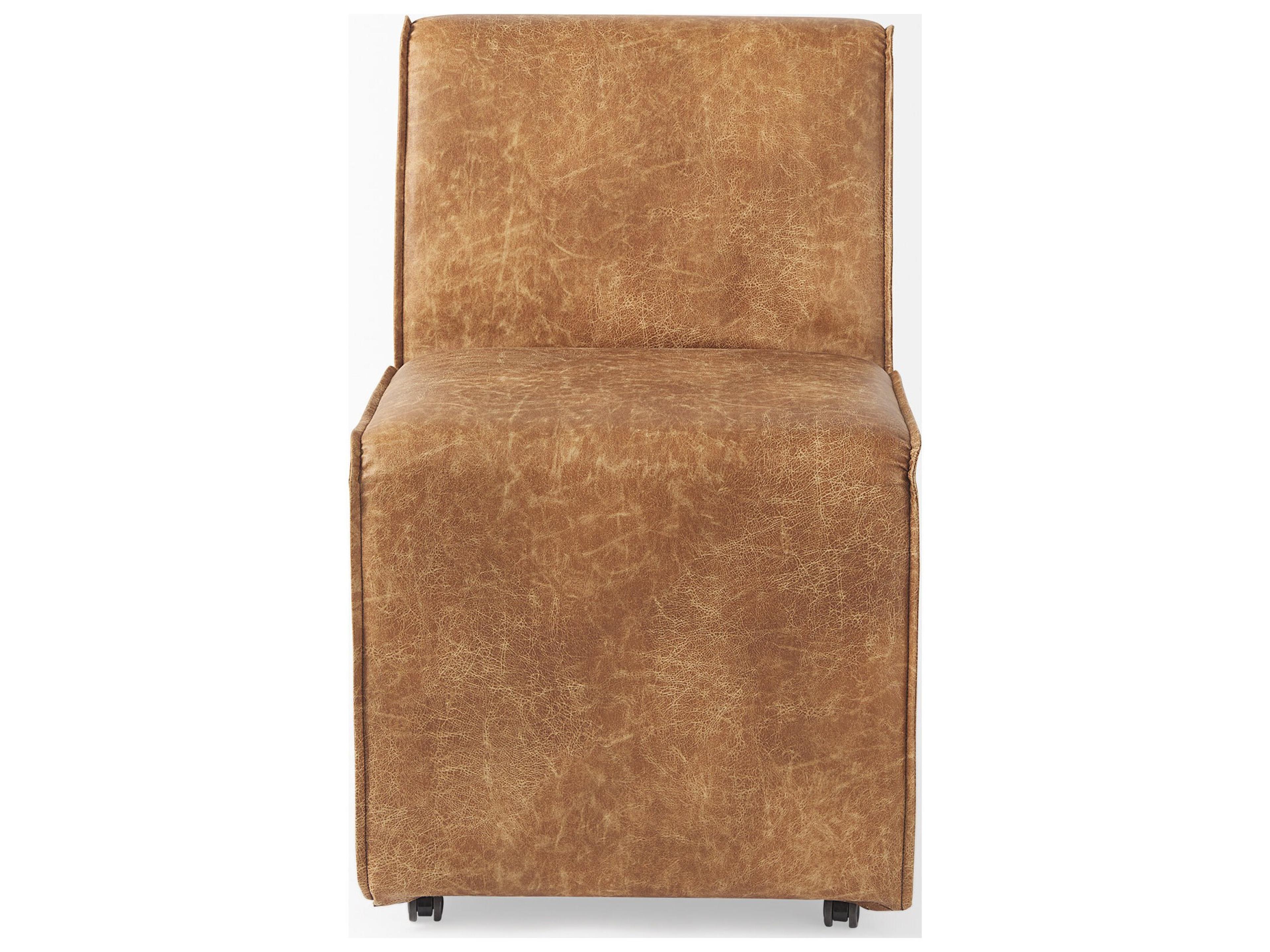 Mercana Damon 19.8L x 26.3W x 31.8H Cognac Brown Faux Leather Dining Chair