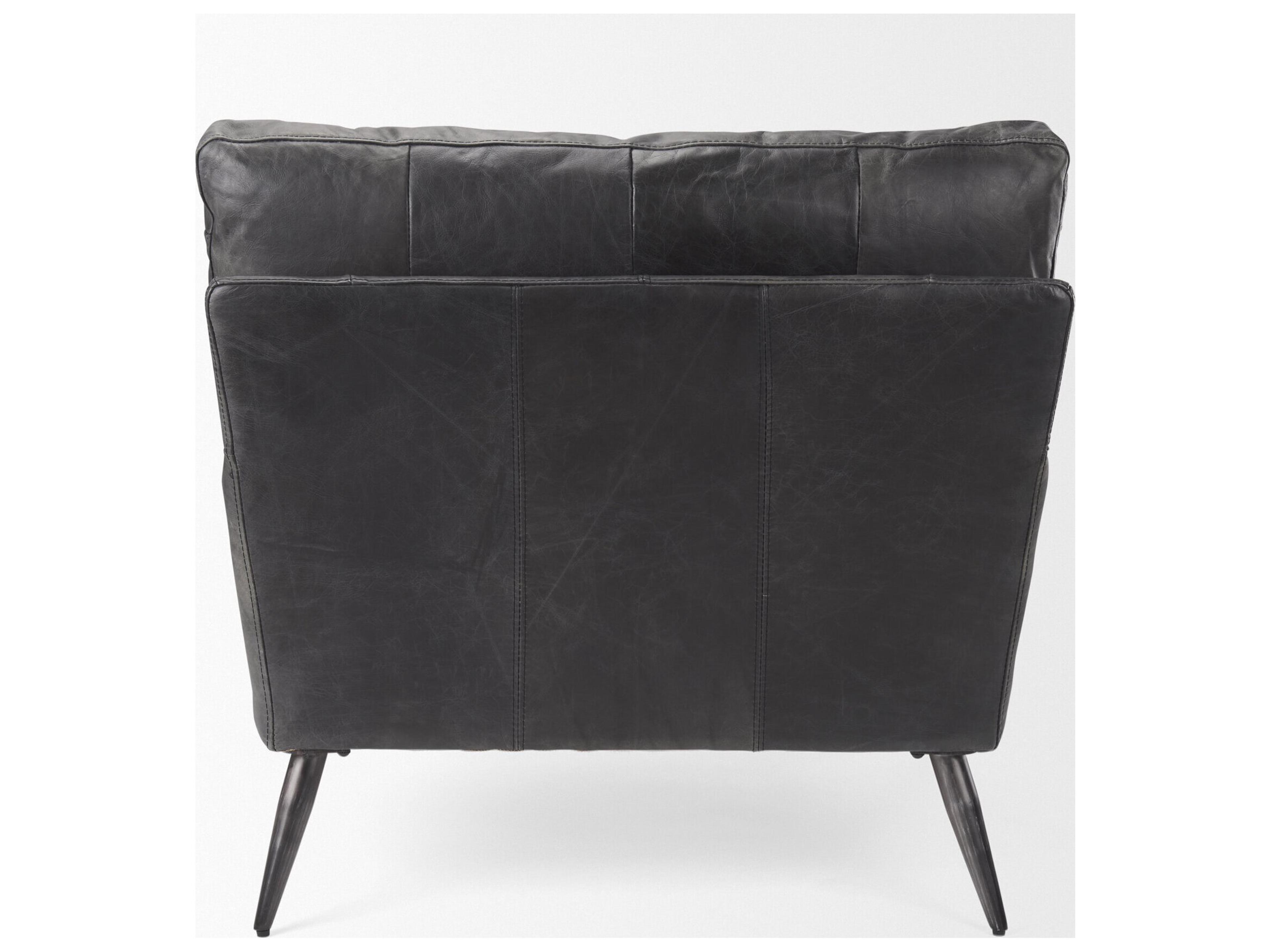 Mercana Cochrane 34.5L x 33.0W x 32.5H Black Leather Wrapped Chair