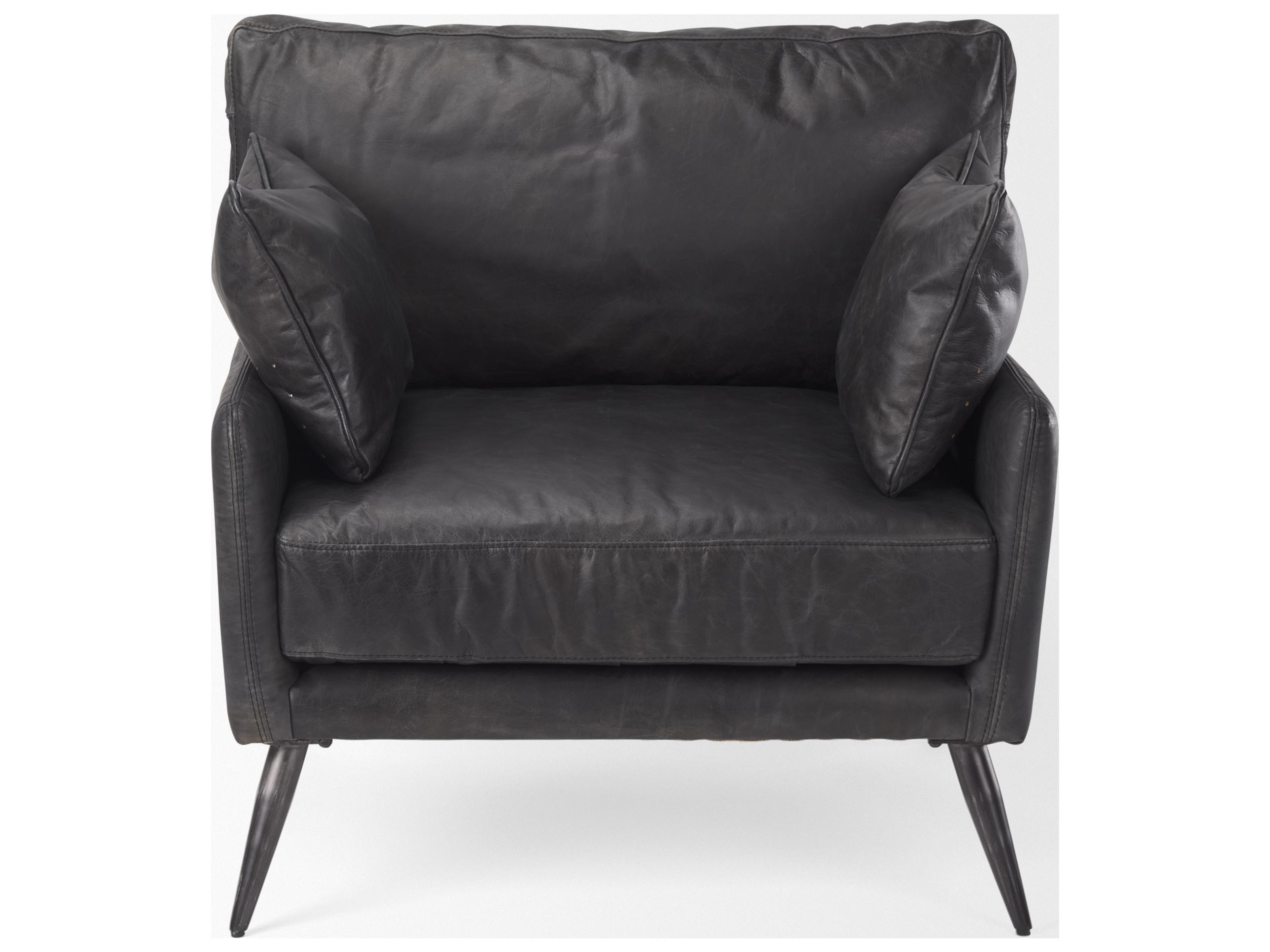 Mercana Cochrane 34.5L x 33.0W x 32.5H Black Leather Wrapped Chair