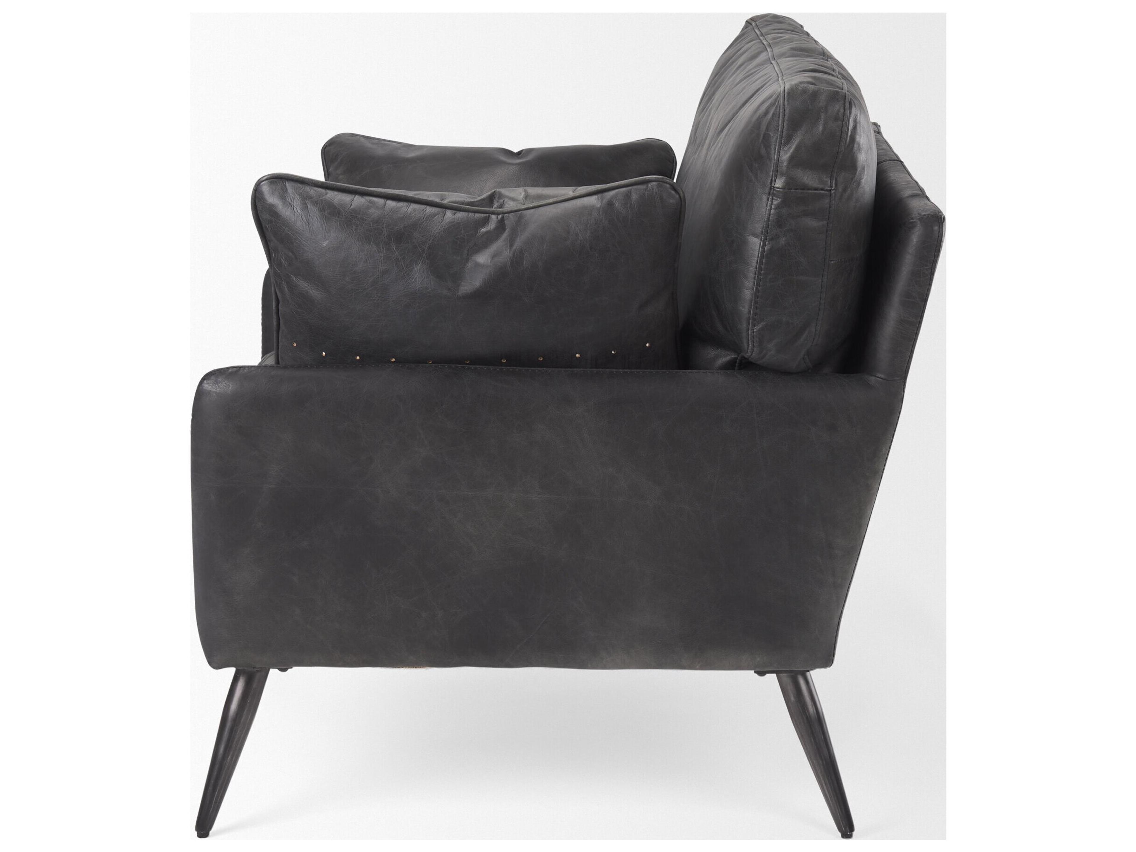 Mercana Cochrane 34.5L x 33.0W x 32.5H Black Leather Wrapped Chair