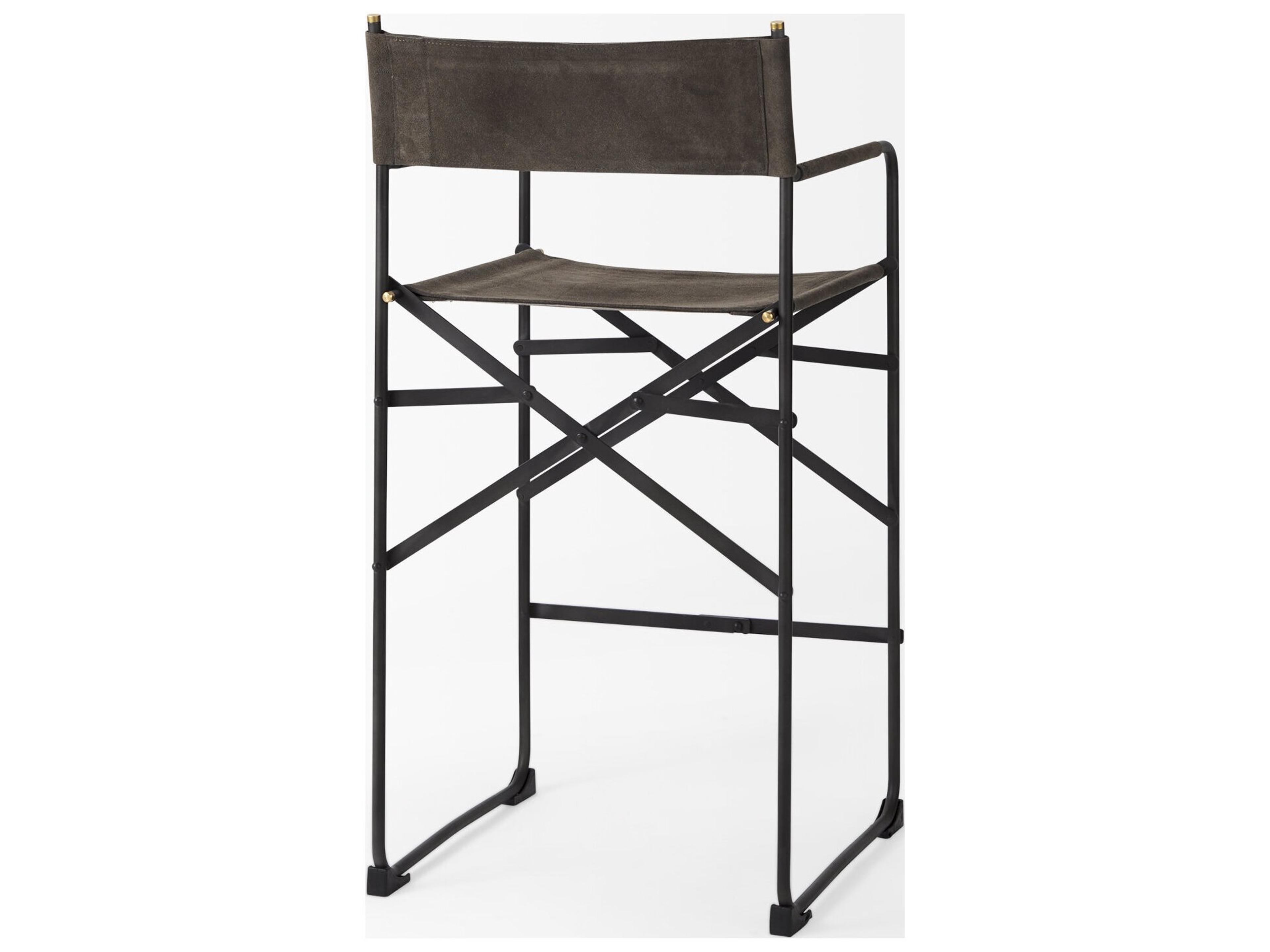 Mercana Direttore 19.3L x 19.3W x 40.2H Brown/Gray Suede W/ Metal Frame Counter Stool
