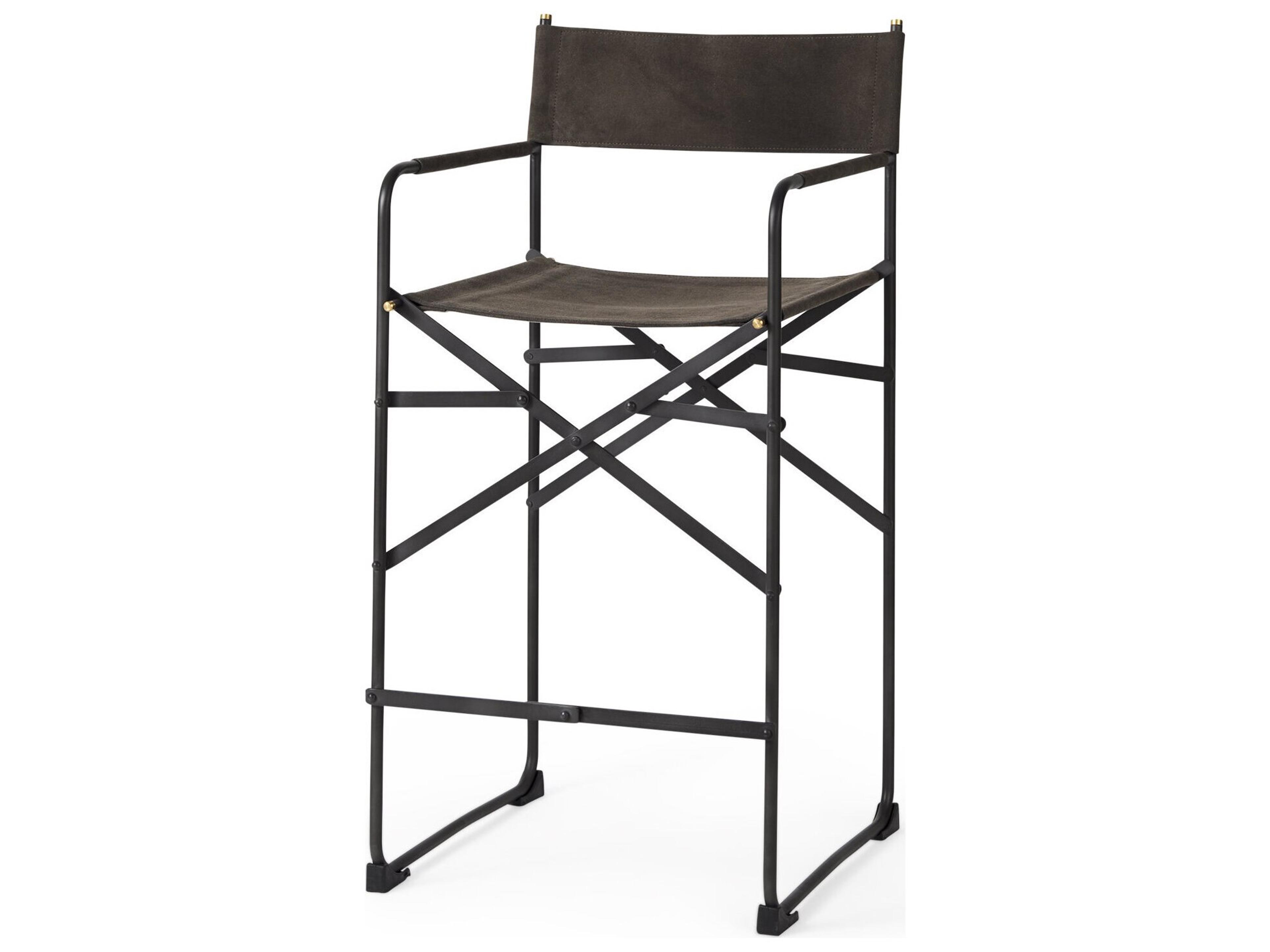 Direttore 19.3L x 19.3W x 40.2H Brown/Gray Suede W/ Metal Frame Counter Stool