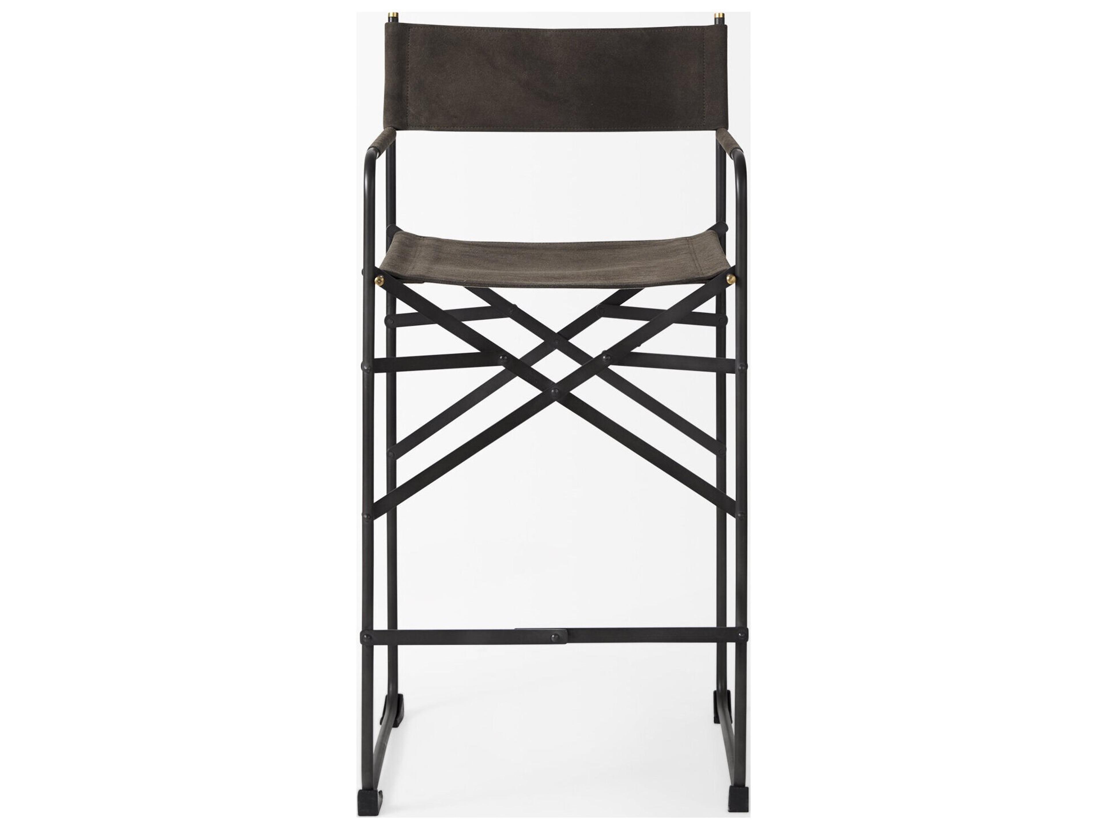 Mercana Direttore 19.3L x 19.3W x 40.2H Brown/Gray Suede W/ Metal Frame Counter Stool