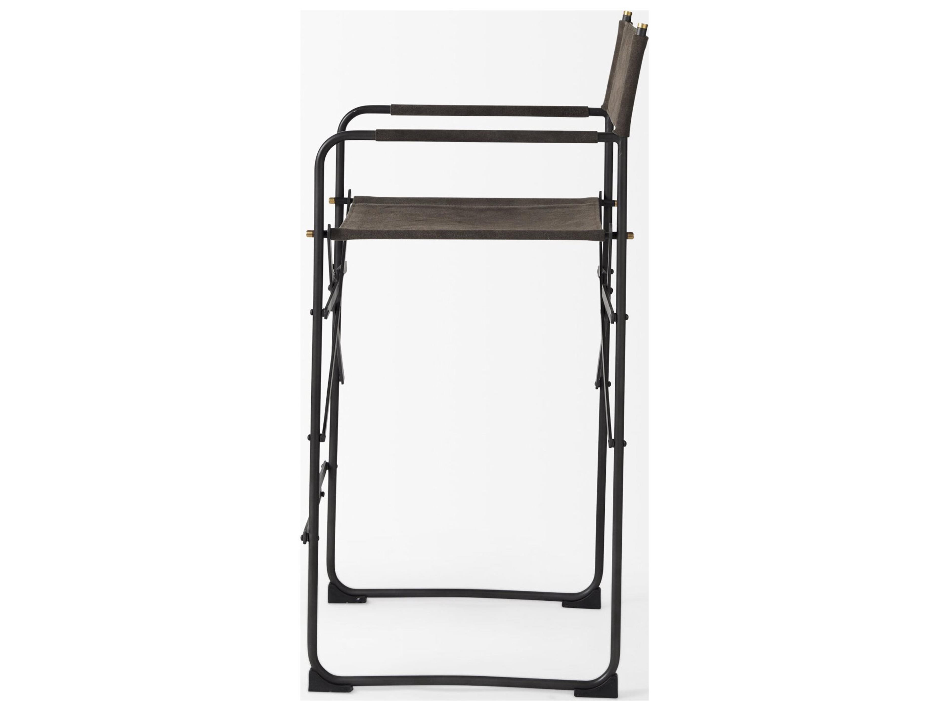 Mercana Direttore 19.3L x 19.3W x 40.2H Brown/Gray Suede W/ Metal Frame Counter Stool