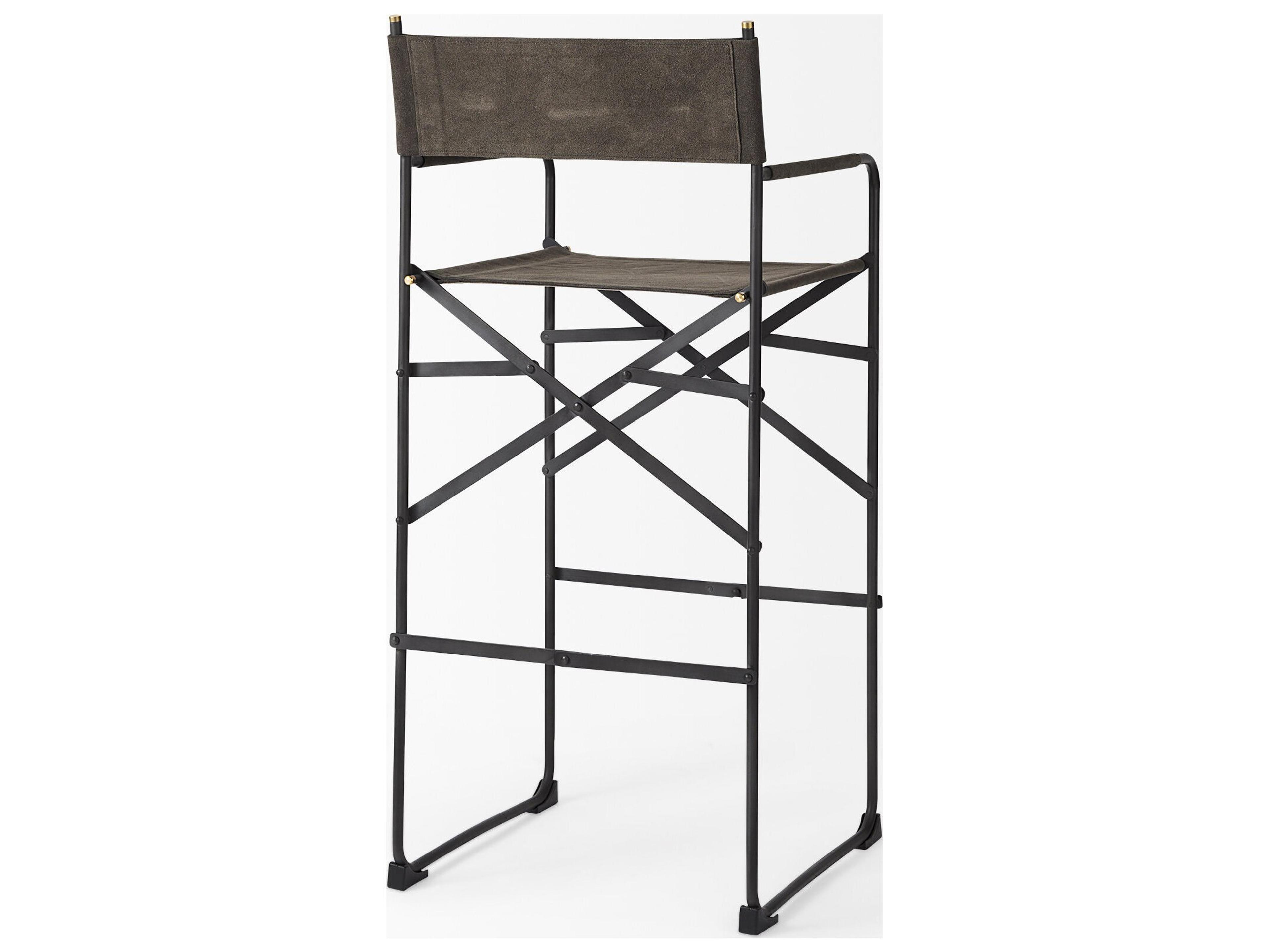 Mercana Direttore 19.3L x 19.3W x 44.1H Brown/Gray Suede W/ Metal Frame Bar Stool