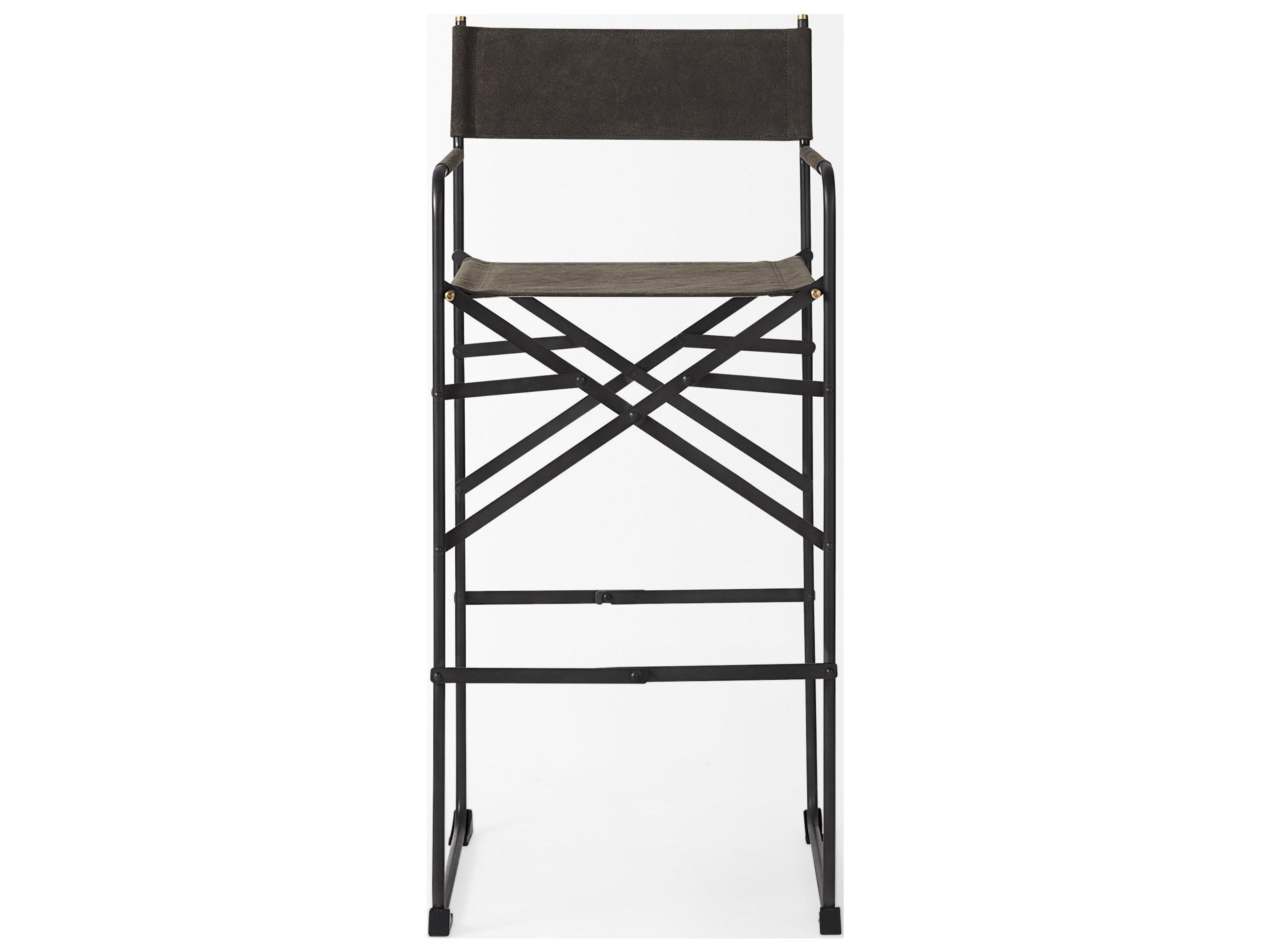 Mercana Direttore 19.3L x 19.3W x 44.1H Brown/Gray Suede W/ Metal Frame Bar Stool