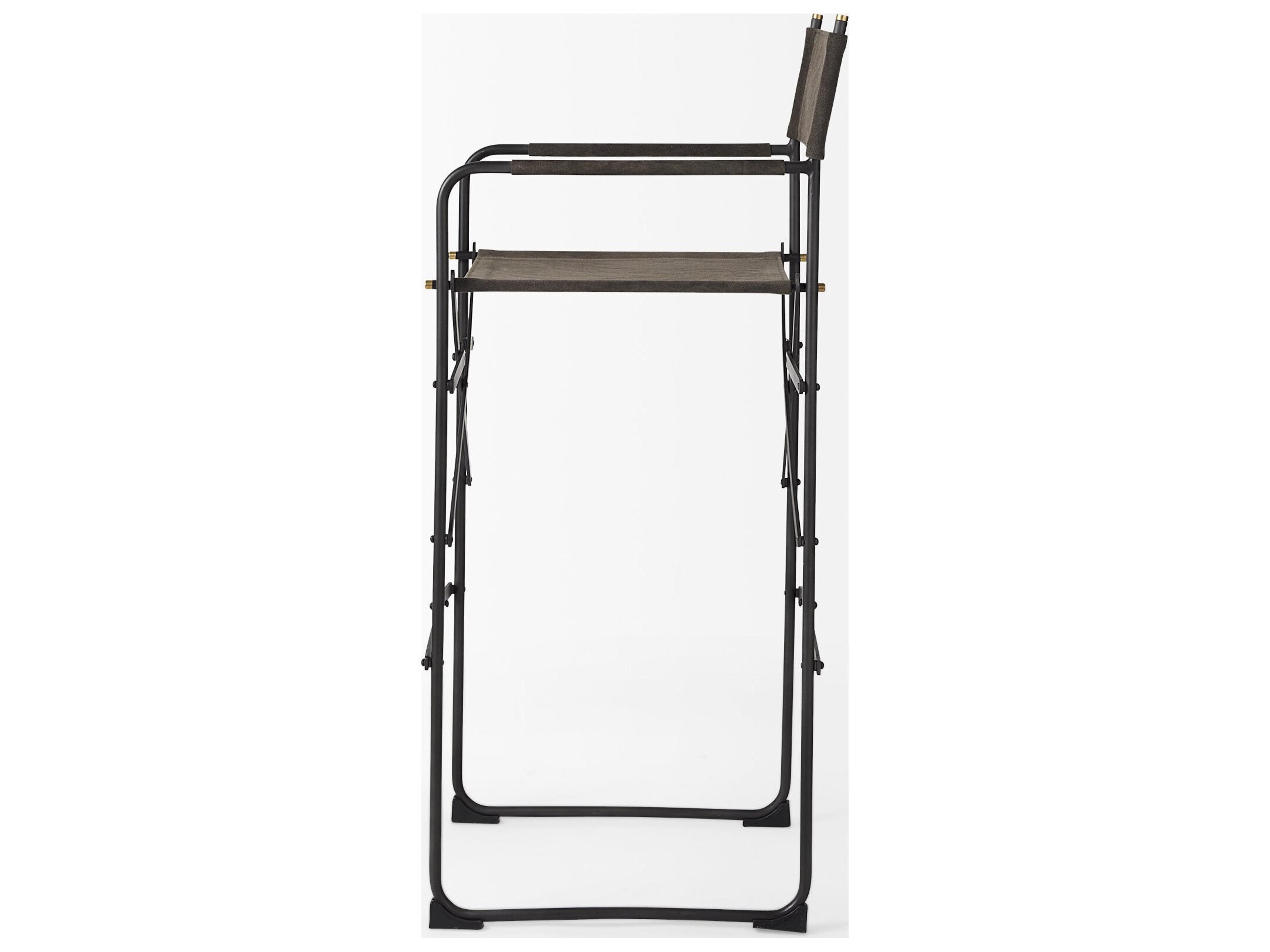 Mercana Direttore 19.3L x 19.3W x 44.1H Brown/Gray Suede W/ Metal Frame Bar Stool