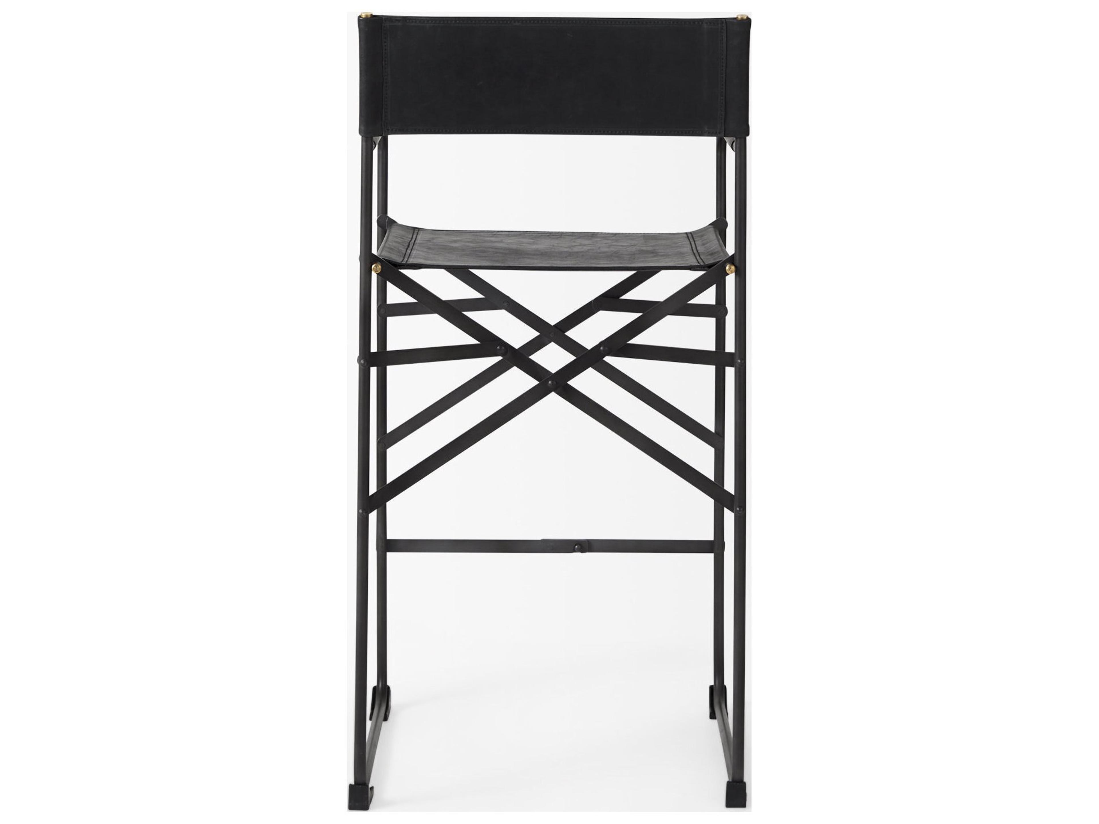 Mercana Direttore 19.3L x 19.3W x 40.2H Black Leather W/Black Frame Counter Stool