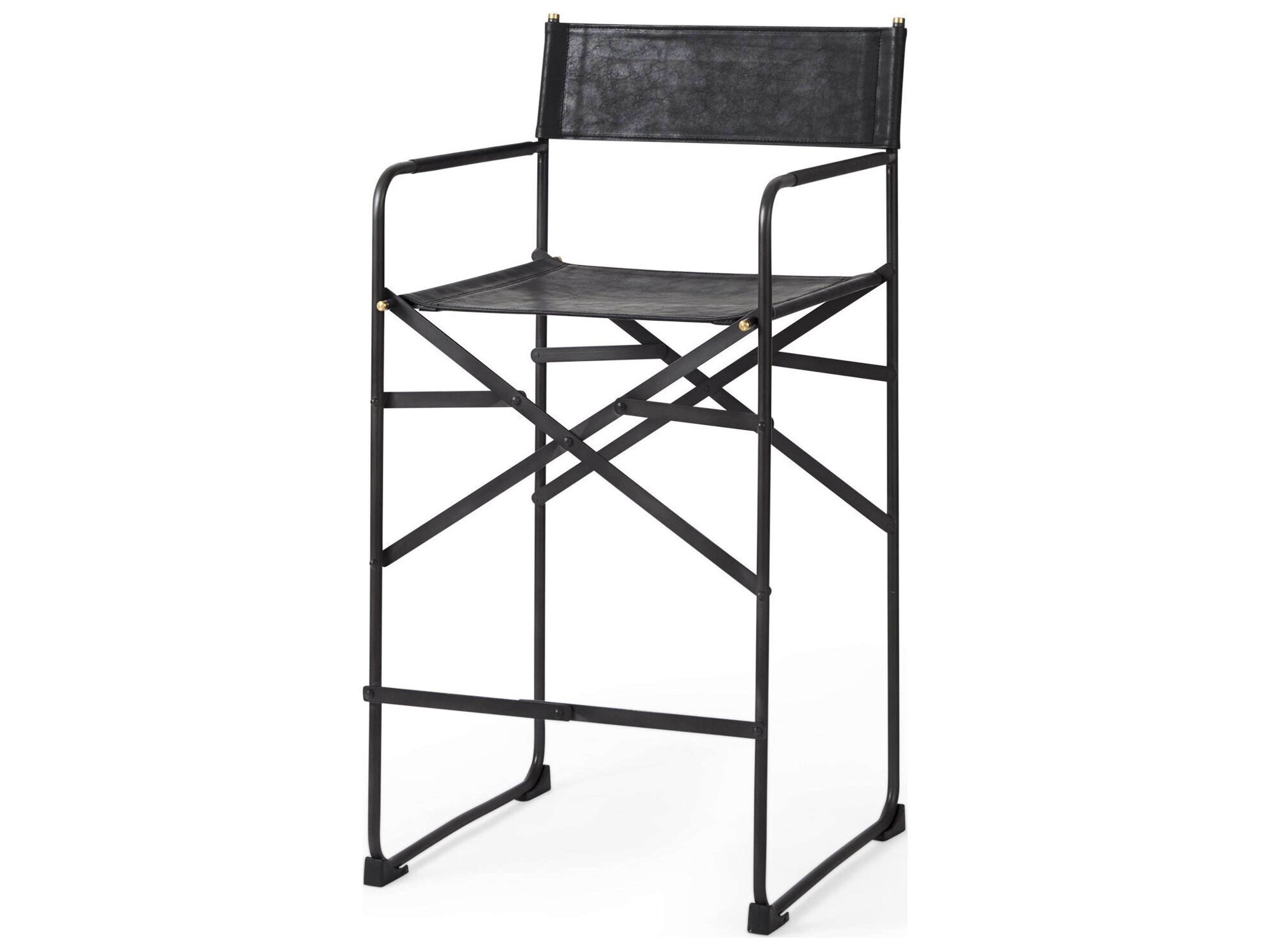 Direttore 19.3L x 19.3W x 40.2H Black Leather W/Black Frame Counter Stool