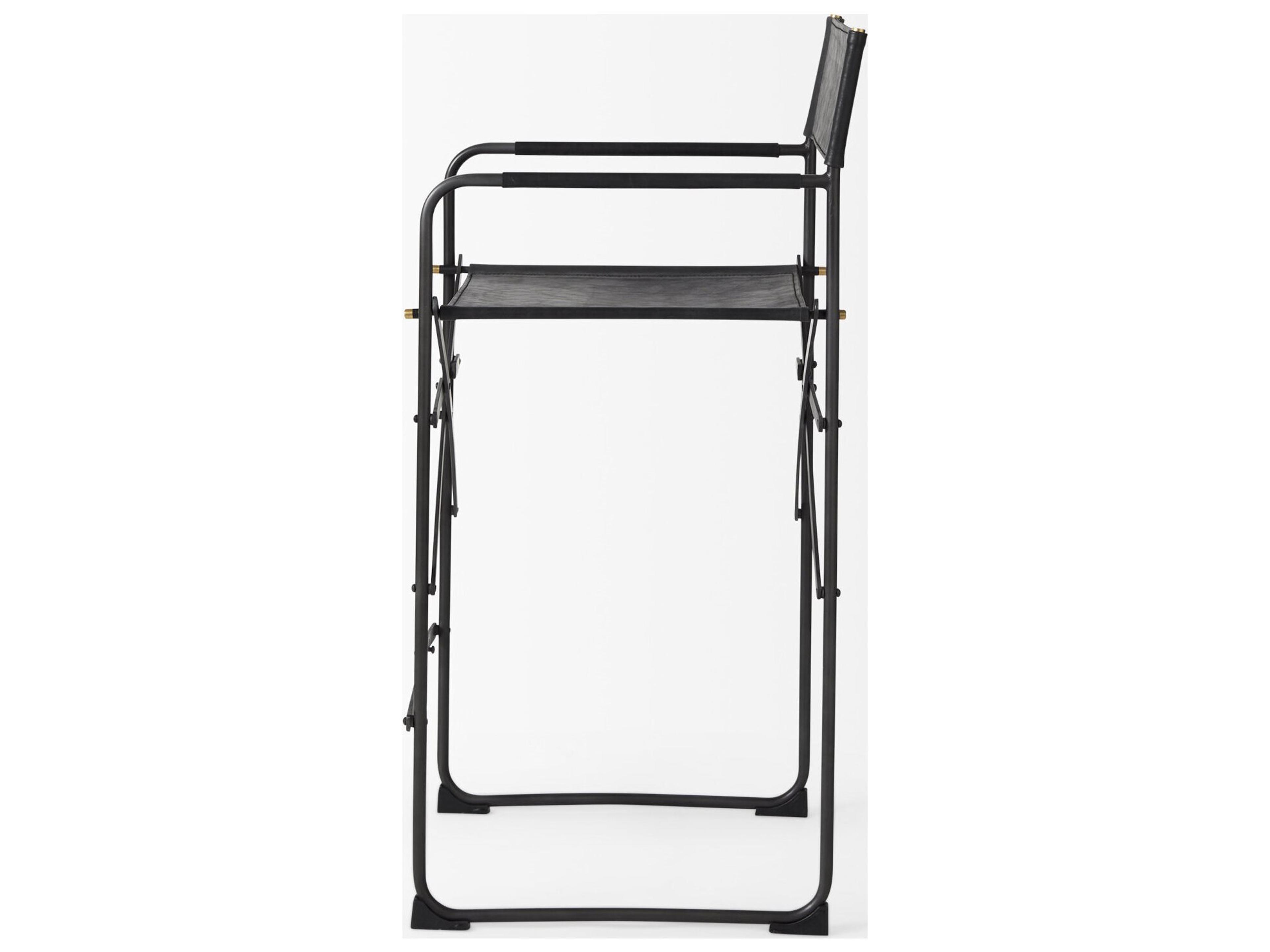 Mercana Direttore 19.3L x 19.3W x 40.2H Black Leather W/Black Frame Counter Stool
