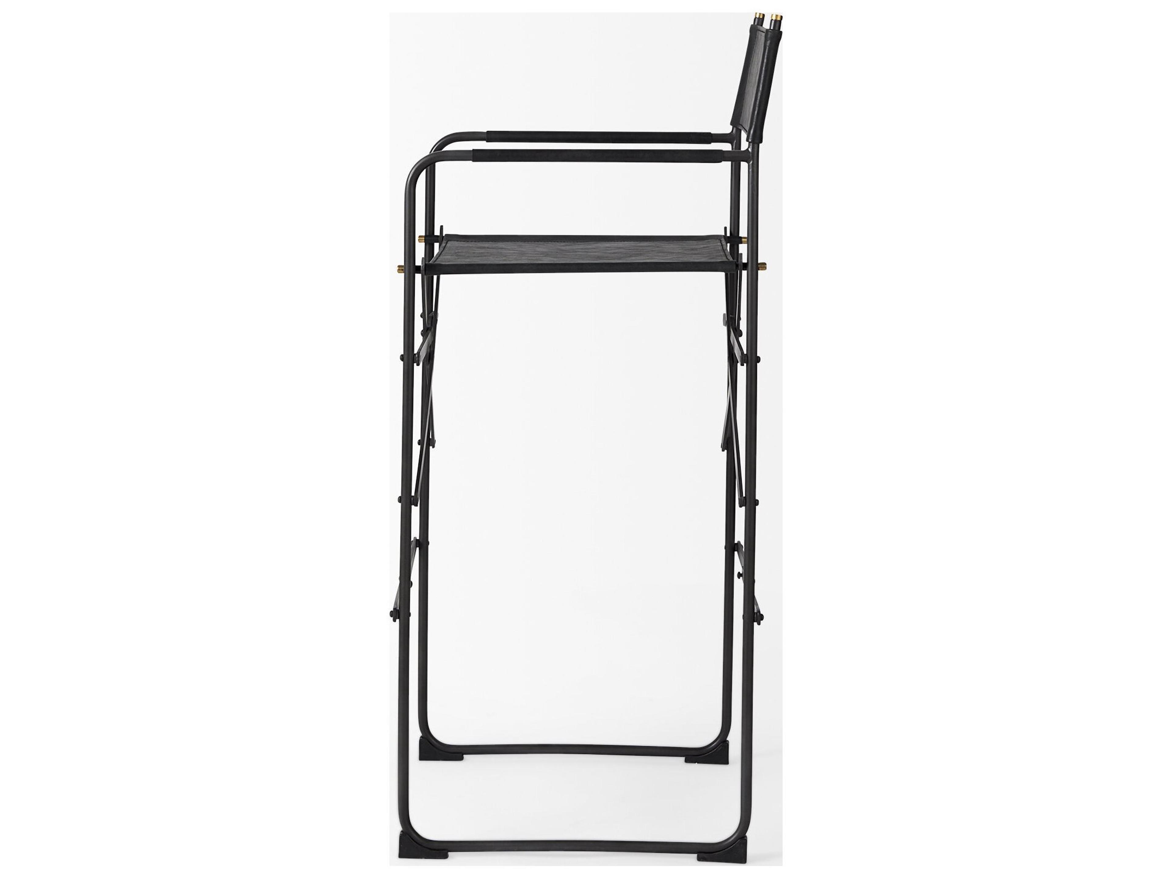 Mercana Direttore 19.3L x 19.3W x 44.1H Black Leather Seat W/Black Iron Frame Bar Stool