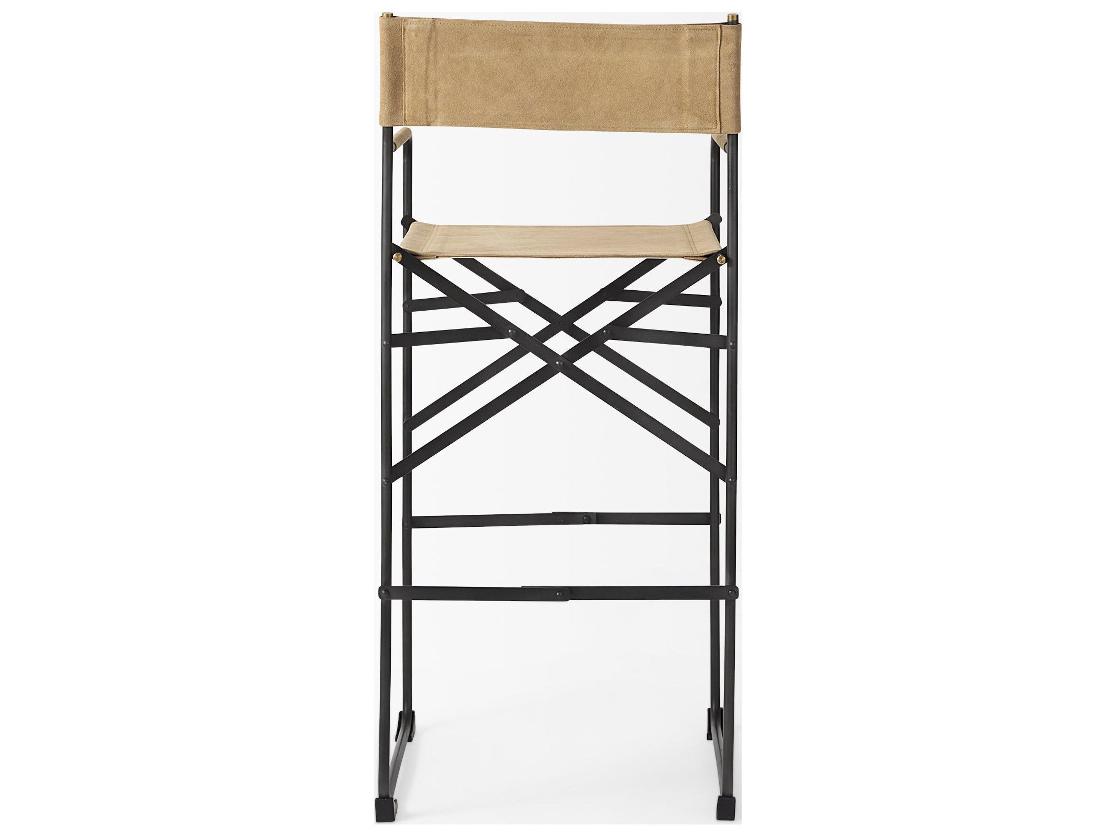 Mercana Direttore 19.3L x 19.3W x 44.1H Brown Leather Seat W/Black Iron Frame Bar Stool