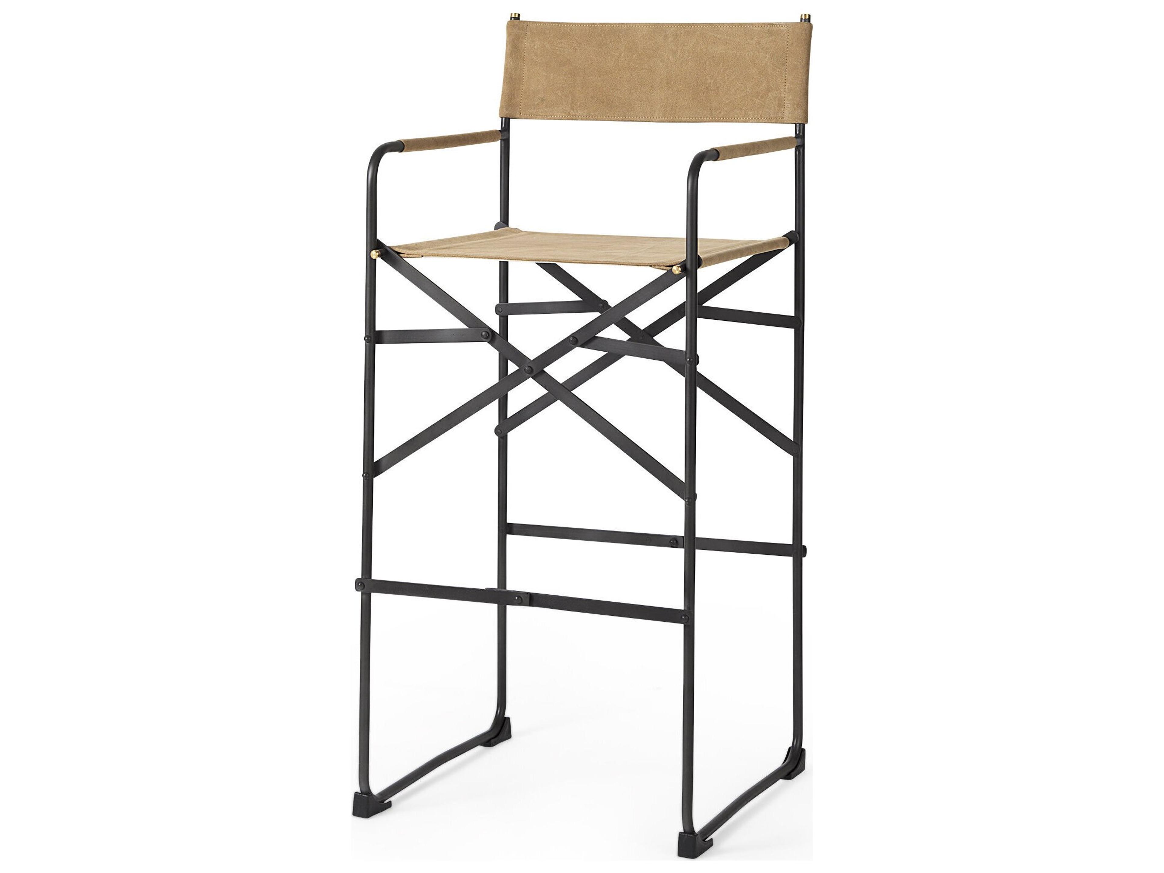 Direttore 19.3L x 19.3W x 44.1H Brown Leather Seat W/Black Iron Frame Bar Stool