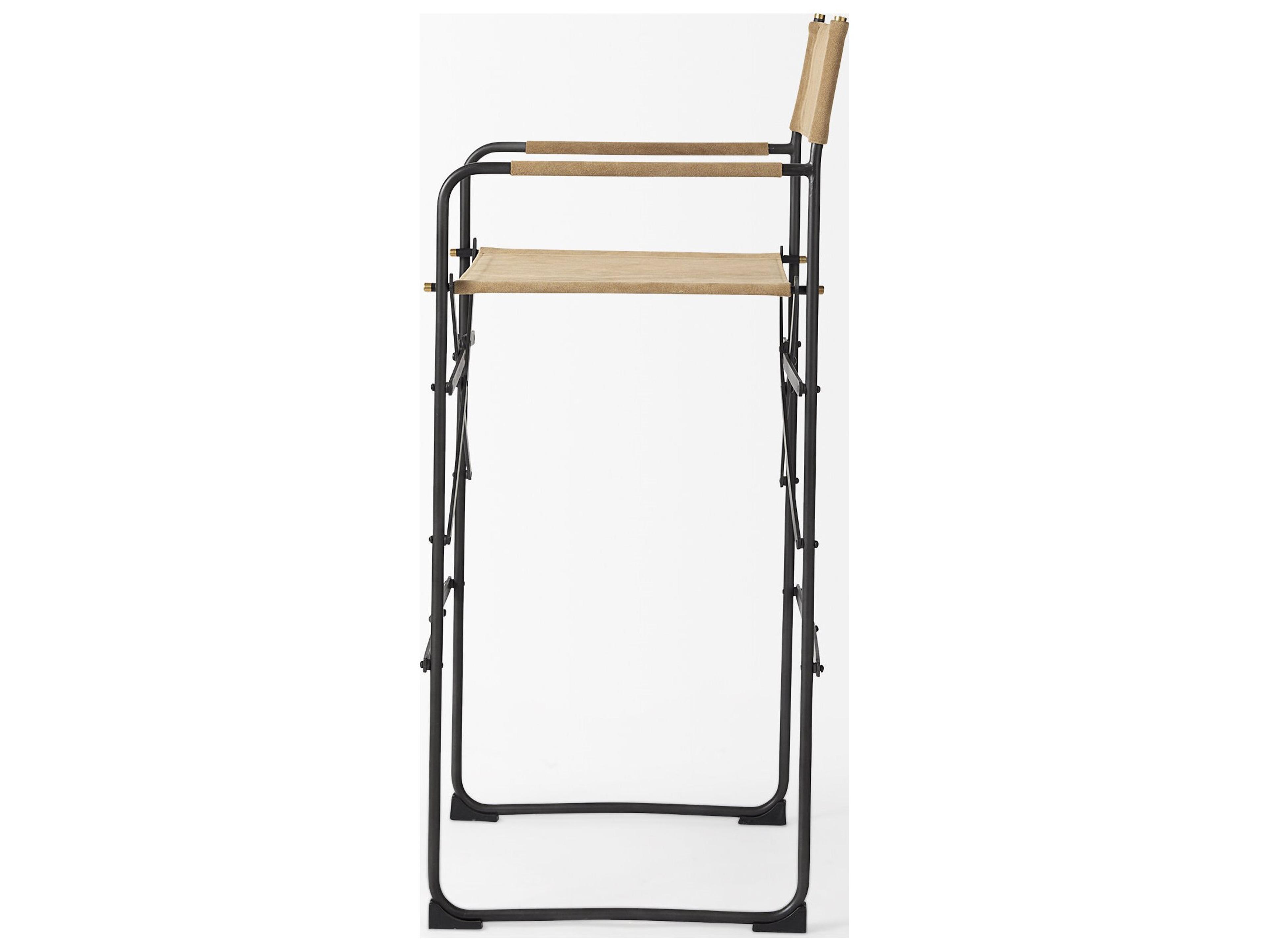 Mercana Direttore 19.3L x 19.3W x 44.1H Brown Leather Seat W/Black Iron Frame Bar Stool